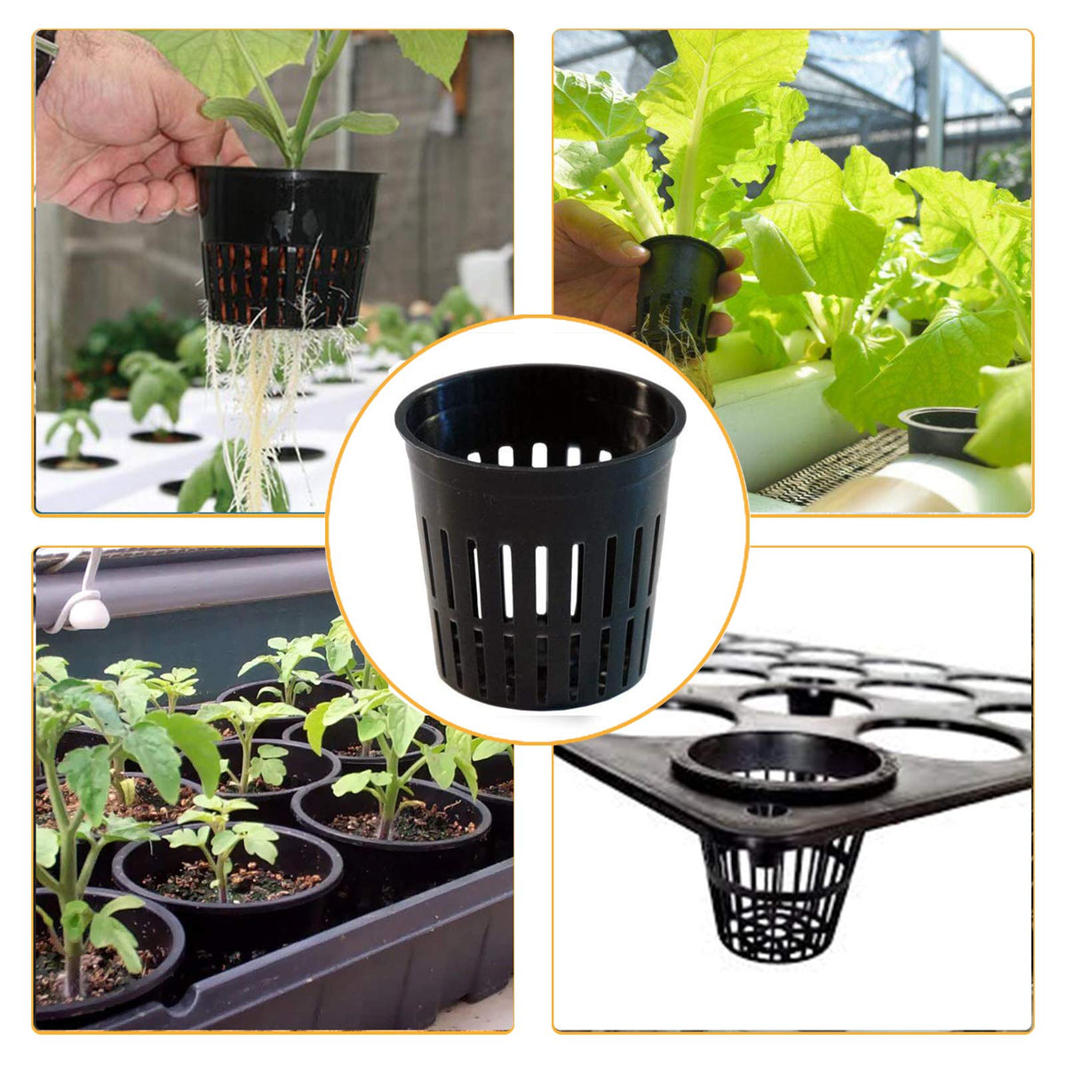 Tectsia 5 Inch Net Cups (12 Pack), Net Pots for Hydroponics, Orchids Mesh Baskets Pots Heavy Duty Hydroponics Supplies with Wide Lip
