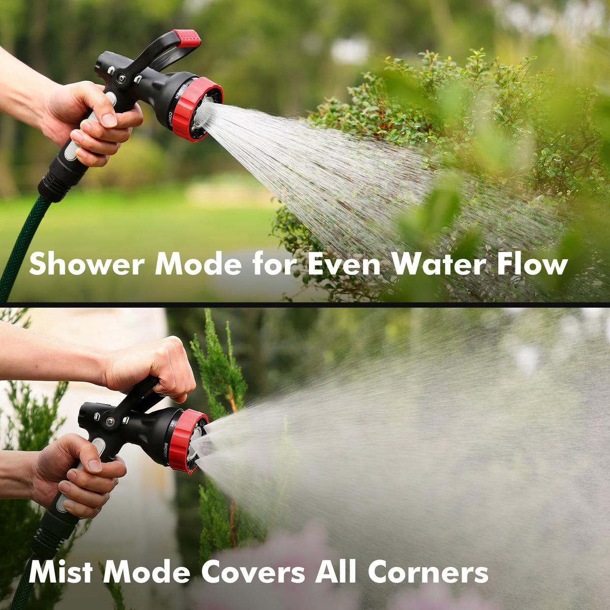 RESTMO Heavy Duty Fireman’s Garden Hose Nozzle, High Pressure Water Sprayer Nozzle with Lever Handle & Ergonomic Grip, 6 Classic Spray Patterns with Adjustable Flow Control for Watering, Cleaning
