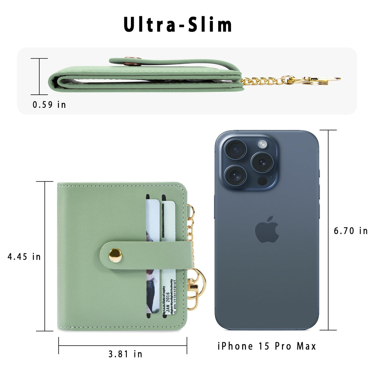 Airkit Small Wallets Woman RFID Blocking Leather Credit Card Holder - with ID Window - Card Wallets for Women - with Zipper Coin Purse - Keychain Wallet