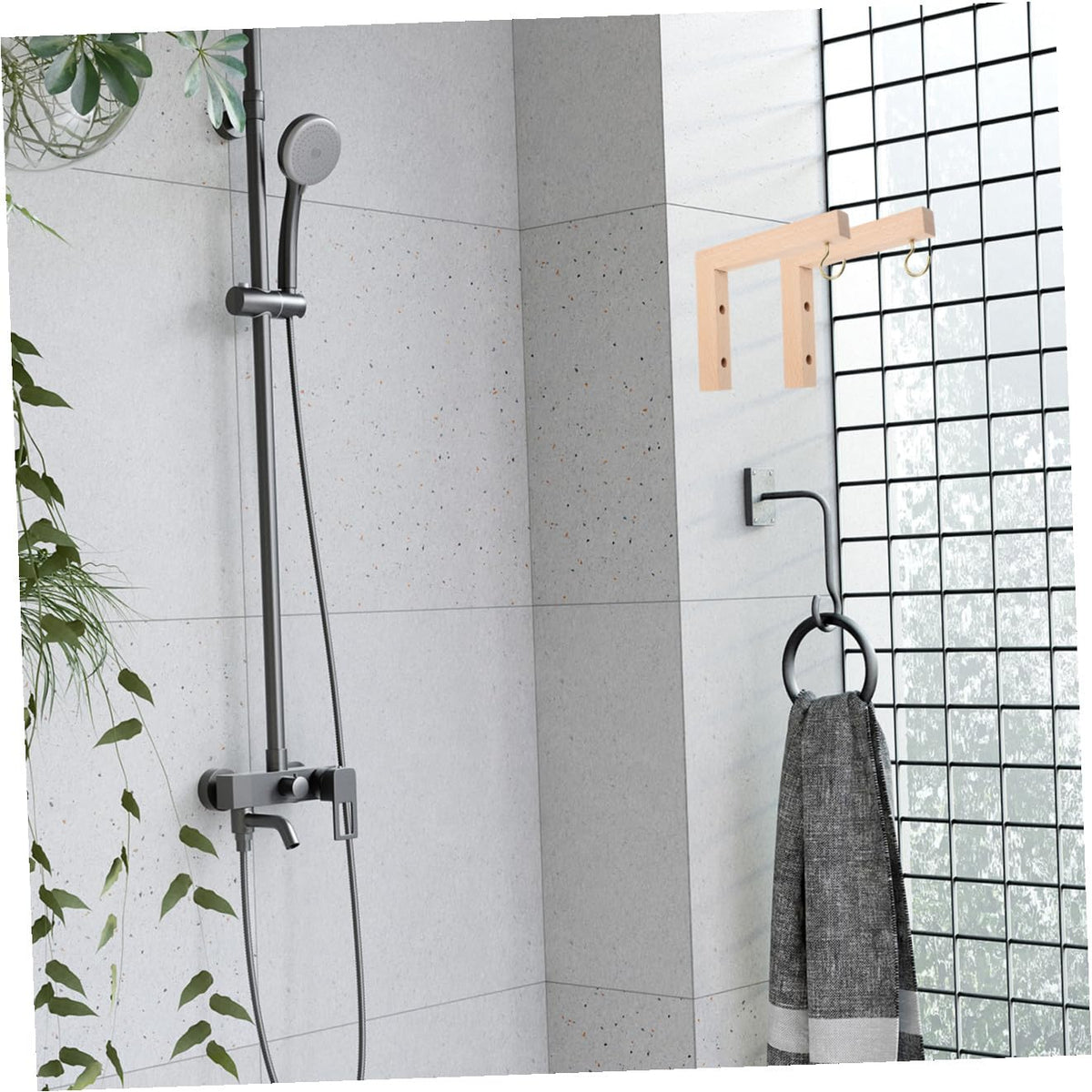 NUOBESTY 2pcs Wooden Wall Hooks for Hanging Plant Brackets Outdoor, Wall Mounted Plant Hangers for Bird Feeders, Wind Chimes, and Hanging Baskets in Garden