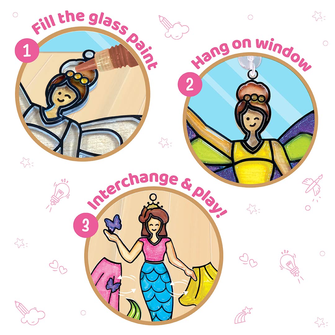 Imagimake Window Art Princess | Suncatcher Kit | Arts and Crafts for Kids Ages 8-12 | Girls Toys Age 6-8 | Unicorn Gifts for Girls Age 6-8 | 5 Year Old Girl Gift | 8 Year Old Girl Birthday Gift