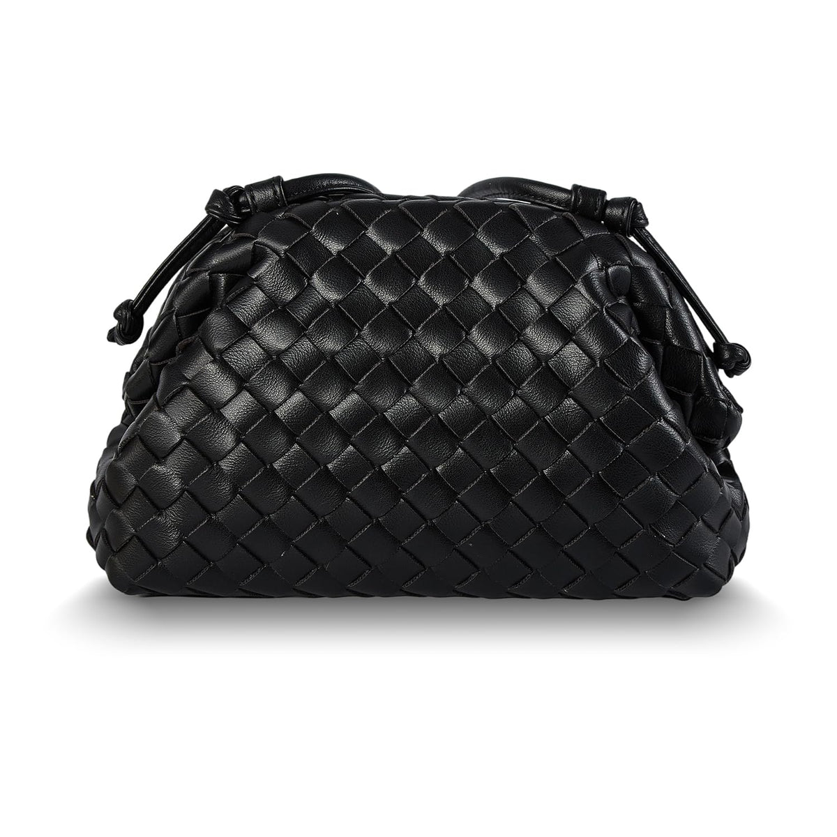 Huralona Dressy Pleated Vegan Leather Clutch Purse Woven Soft Cloud Dumpling Clutch Bag for Women PU Evening Purse Handbag (Black)