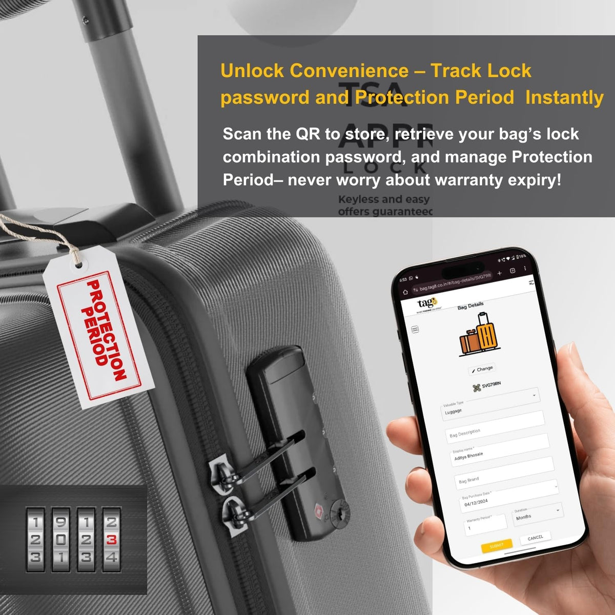 [Pack 2] tag8 London Smart Bag tag |Trendy Luggage tag ID Identification | Suitcase Tag | Fashionable Digital Name tag | Airline Compliant, SITA World Tracer Code Enabled | Travel Gift idea