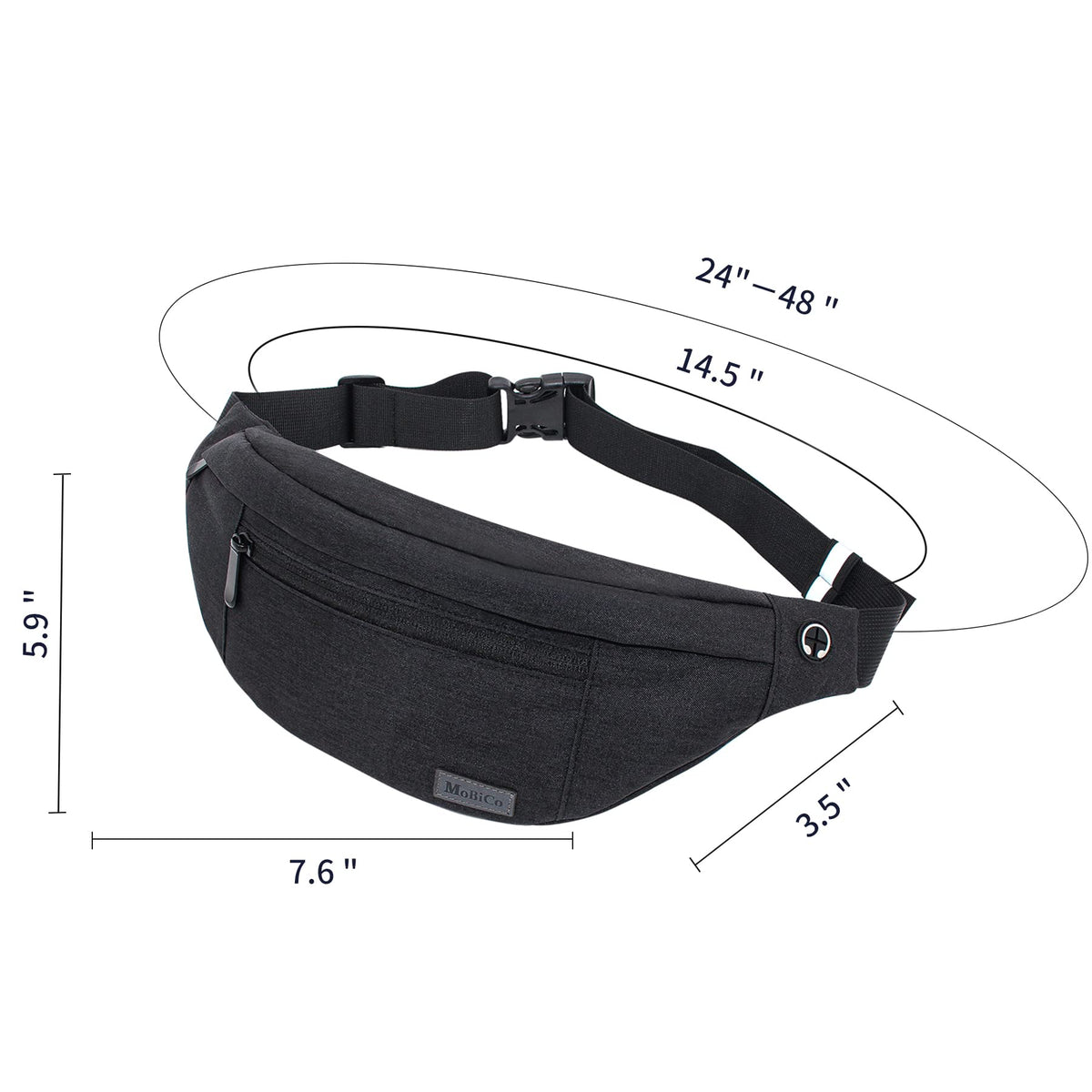 MOBICO Large Crossbody Fanny Pack for men women with 4-Zipper Pockets,Waist bag for Workout Traveling Hiking Running Walking Outdoors Sport Fishing Waist Pack…