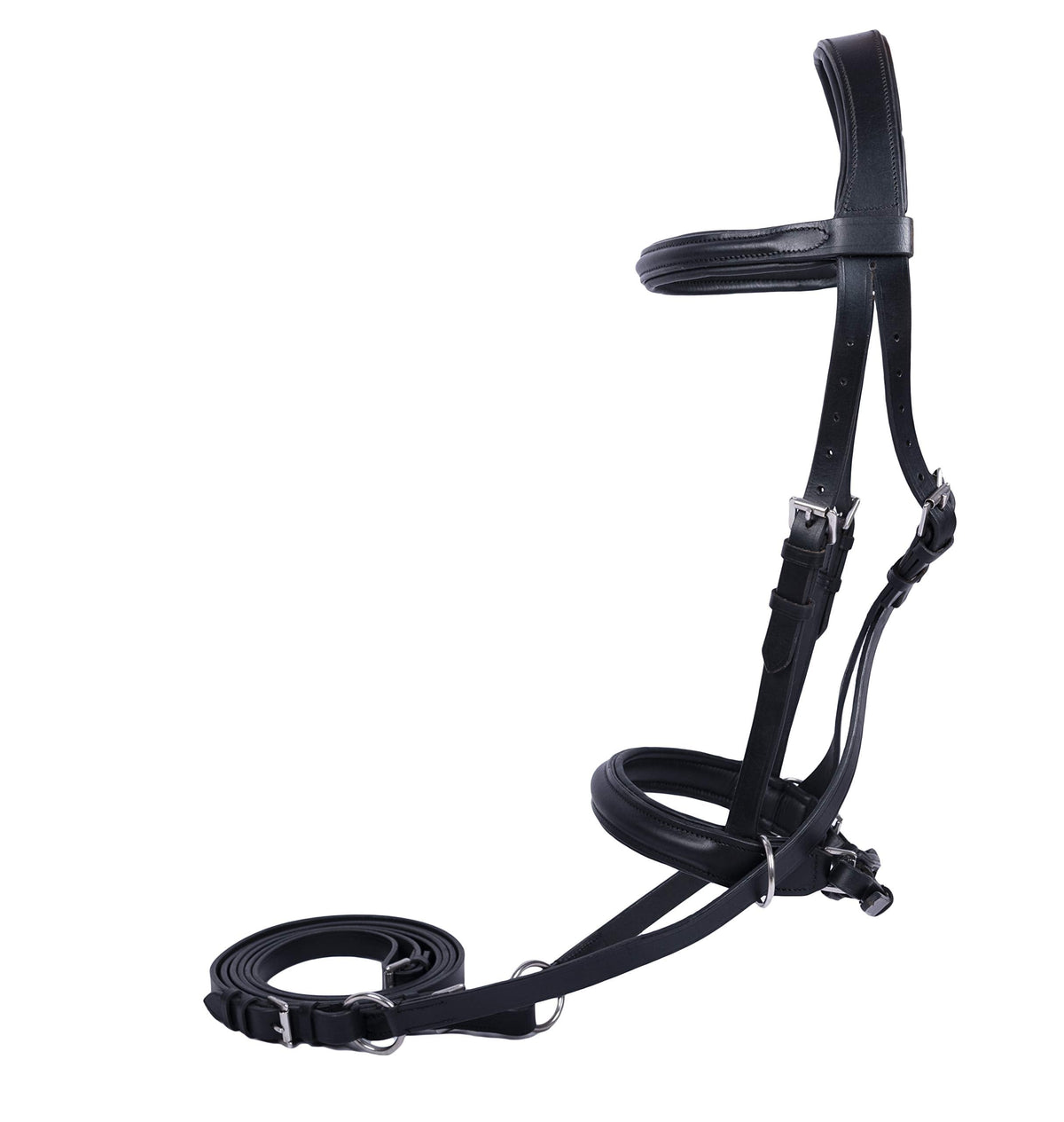 Hulara Wonder Care Genuine English Leather Crossover | Crossunder Bitless Horse Bridle Headstall with Reins