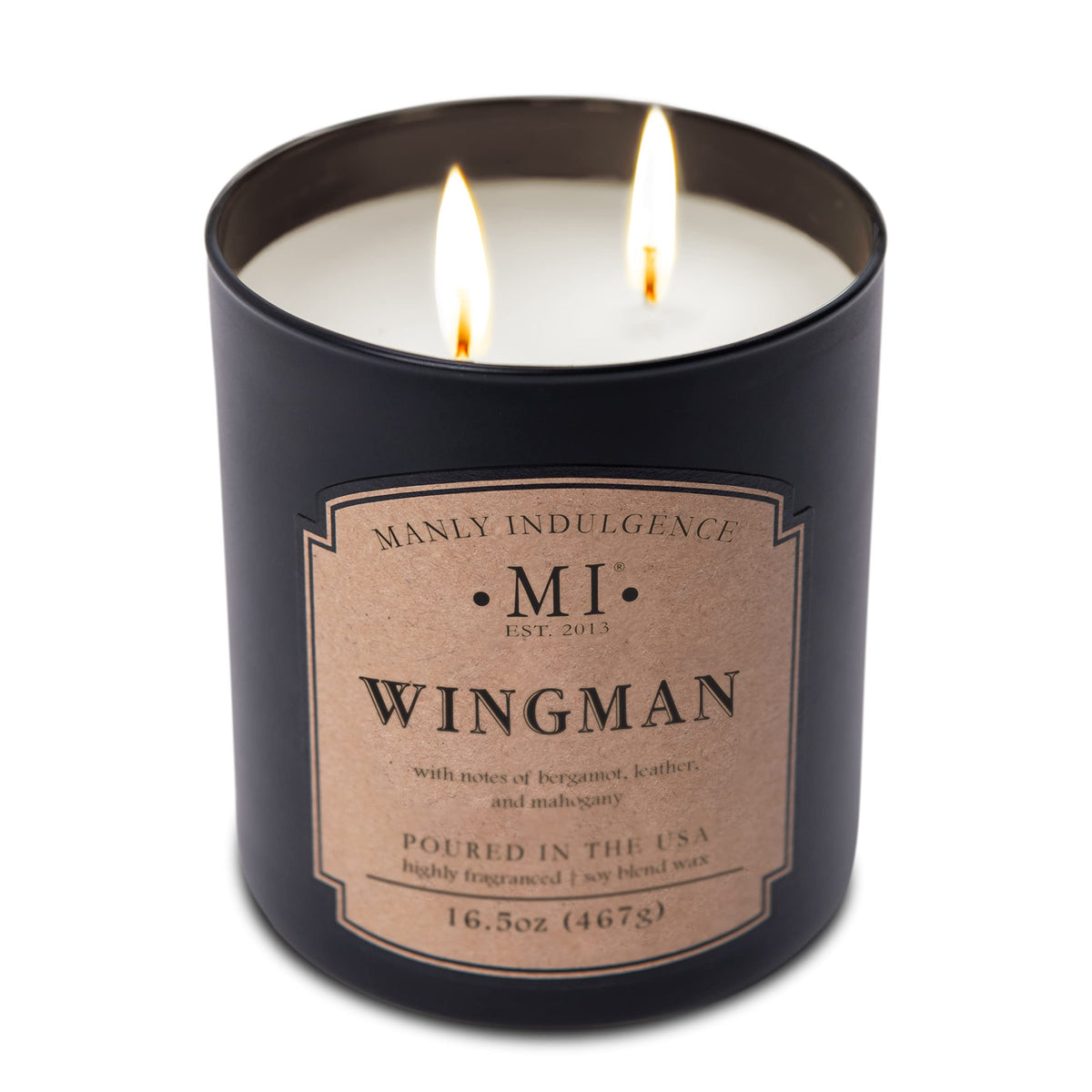 Manly Indulgence Wingman Scented Candles for Men, 2 Wick, 16.5 oz, Premium Soy Blend Wax, 60H Burn, Candles for Home Scented - Made in The USA