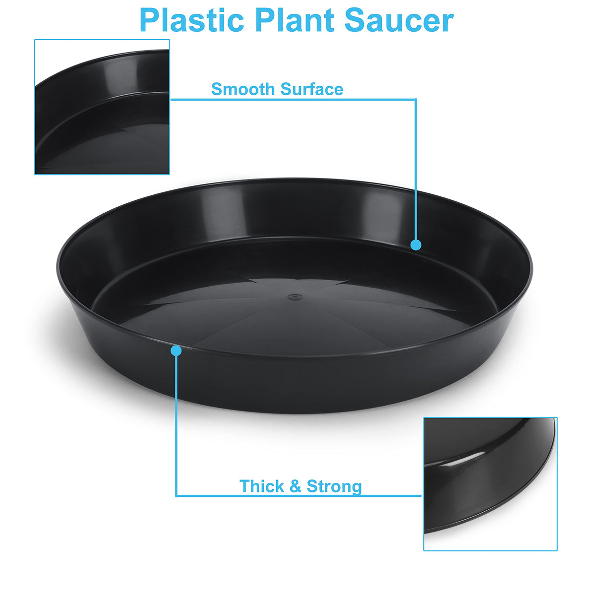 Austin Planter 18 Inch (16.3 Inch Base) Case of 2 Plant Saucer - Black Polypropylene,Heavy Duty Indoor/Outdoor Tray and Drip Pan,Collects Flower Pot Excess Water Made in USA