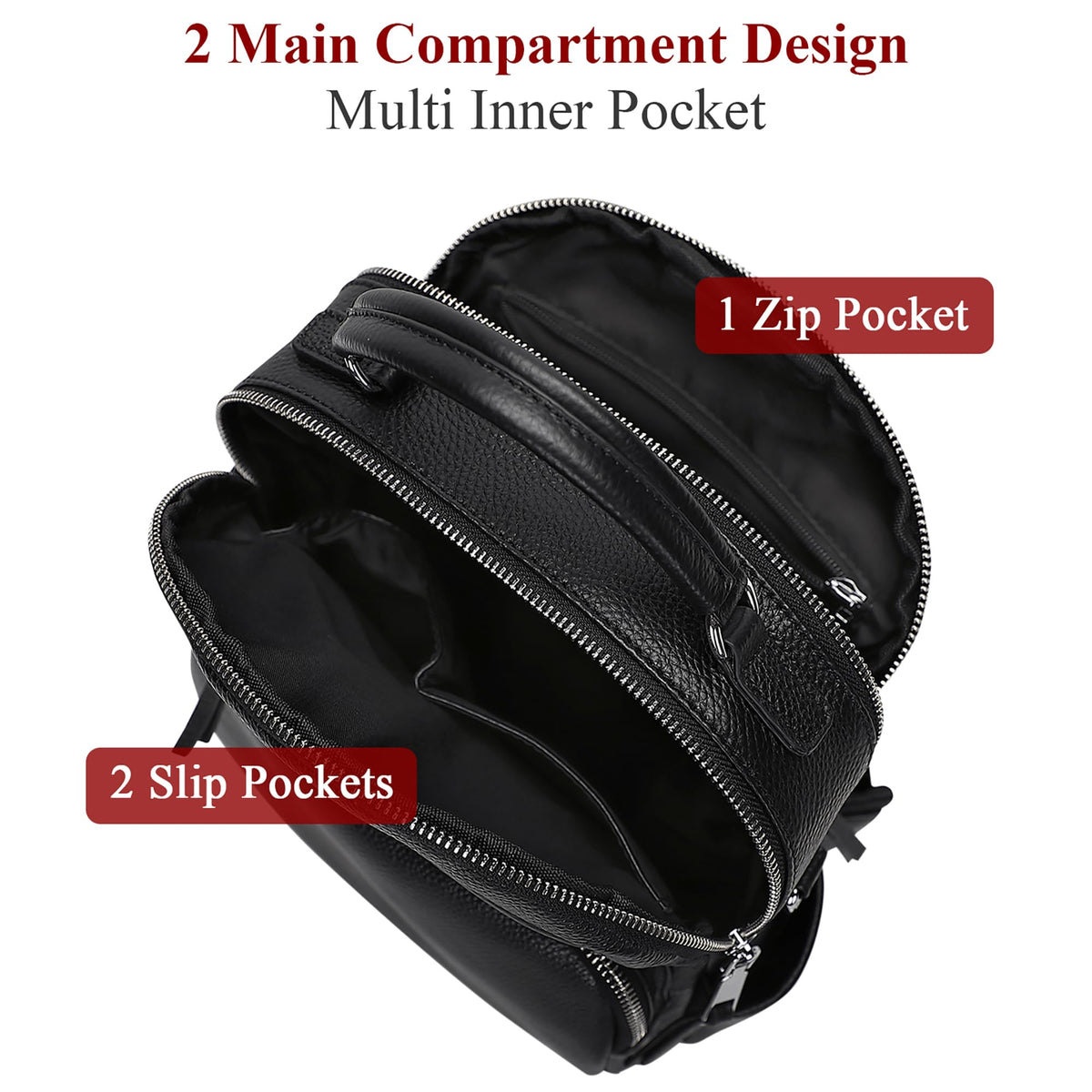 ALTOSY Genuine Leather Backpack for Women Small Convertible Backpack Purse Ladies Shoulder Bag 4 in 1 to Carry