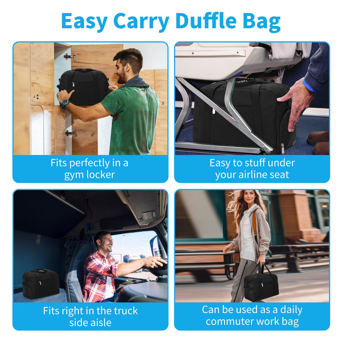 Apenze Small Gym Bag 14 inch lightweight Carry On Mini Duffel Bag with Shoe Compartment for Travel Sport - Black