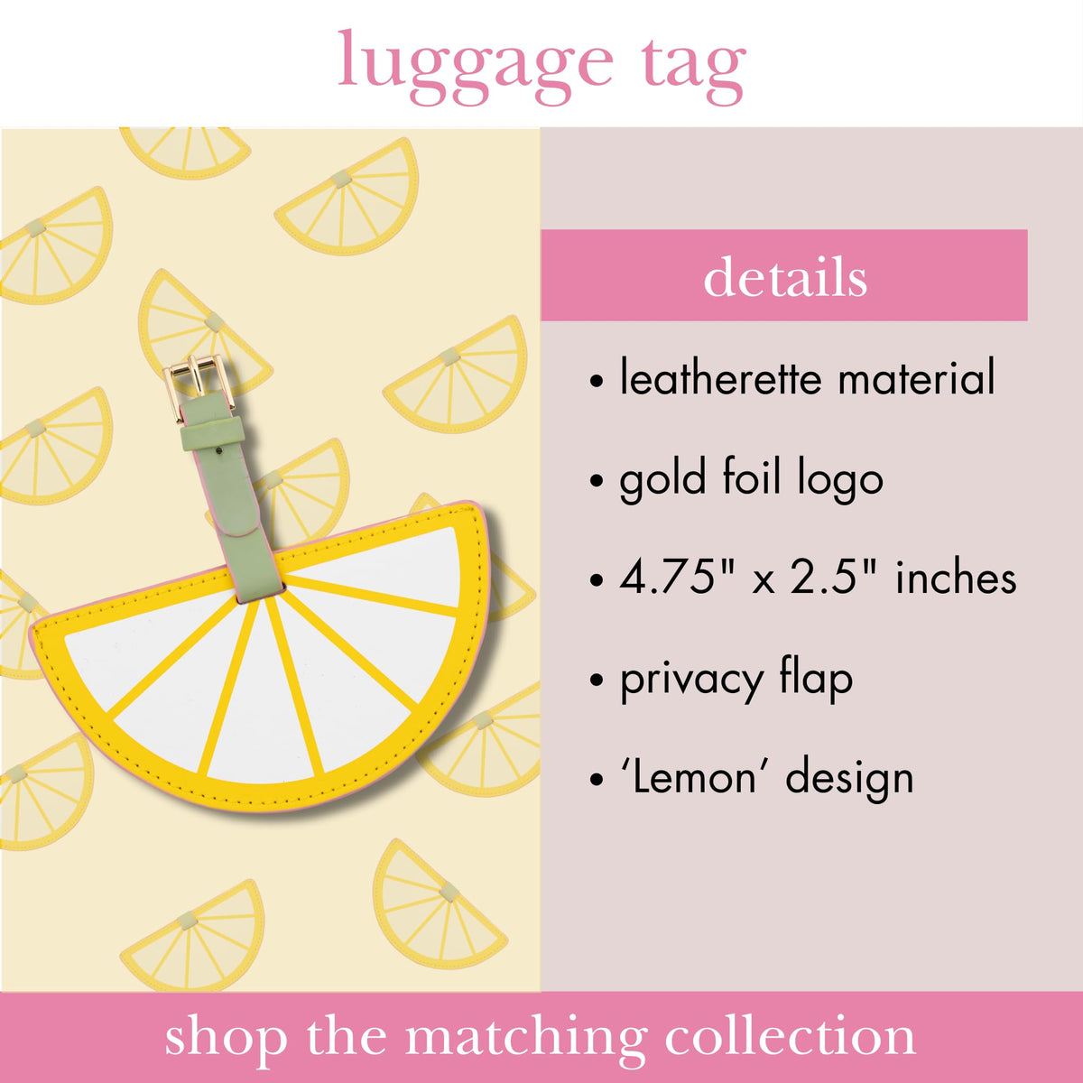 kate spade new york Round Yellow Vegan Leather Luggage Tag for Women, Durable Suitcase ID Tag, Lemon