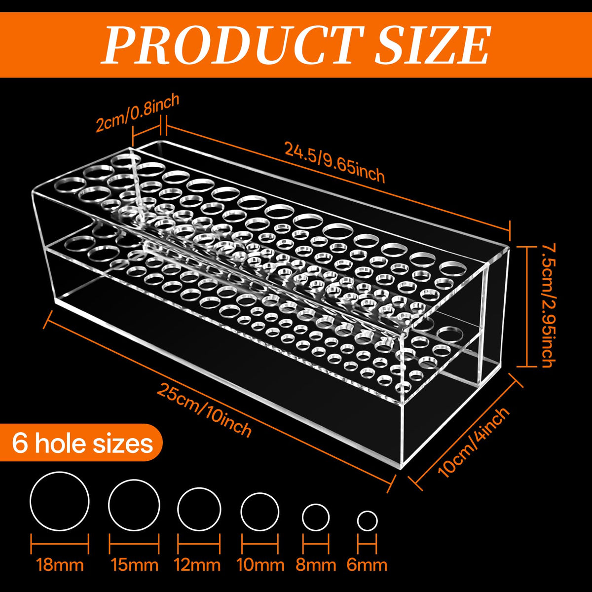 HESHUYU Acrylic Paint Brush Holder 77 Holes and Multi-functional Compartment Paintbrush Organizer Artist Brush Holder Paint Brush Stand Rack for Pens Pencils