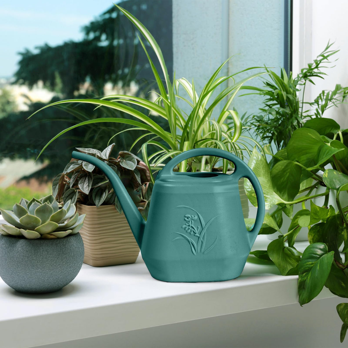 TTAOE GN Grip Watering Can - for Home Plant Garden - 1 Gallon - Green