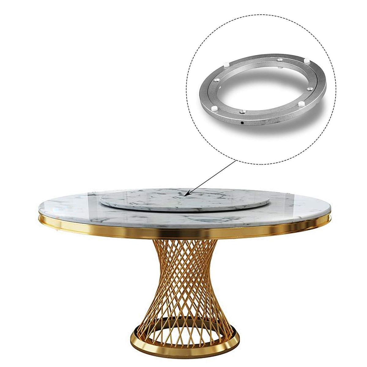 CBTONE 8 Inch Aluminum Lazy Susan Bearing Turntable Bearings 200mm Silver Turntable Swivel Plate Hardware for Dining-Table