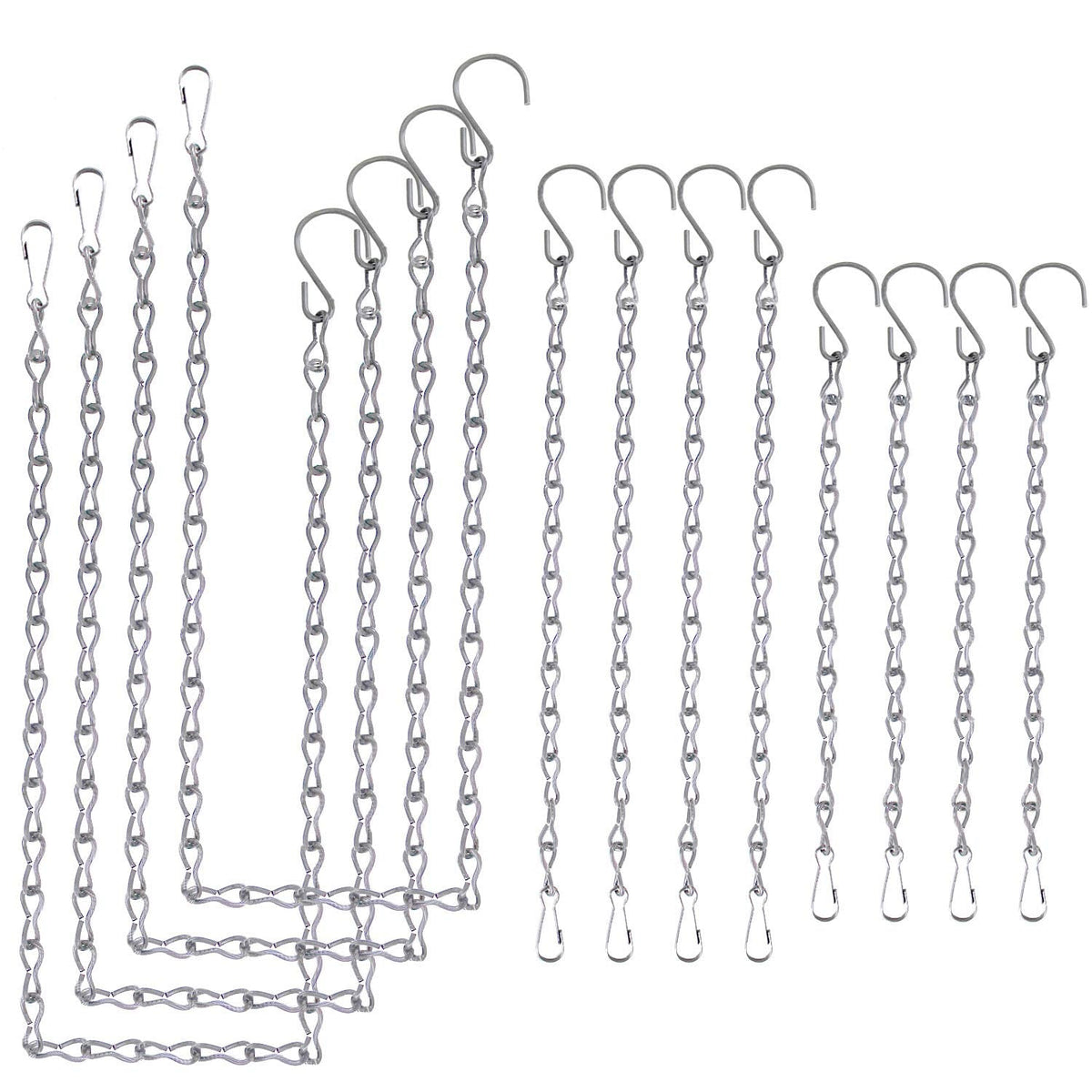 Blue Donuts Hanging Chain for Bird Feeder, Hanging Planter, Multipurpose Chain Extension, Chrome, Pack of 12 – Four 12 Inch, Four 24 Inch, Four 36 Inch – Total of 288 Inches, Metal