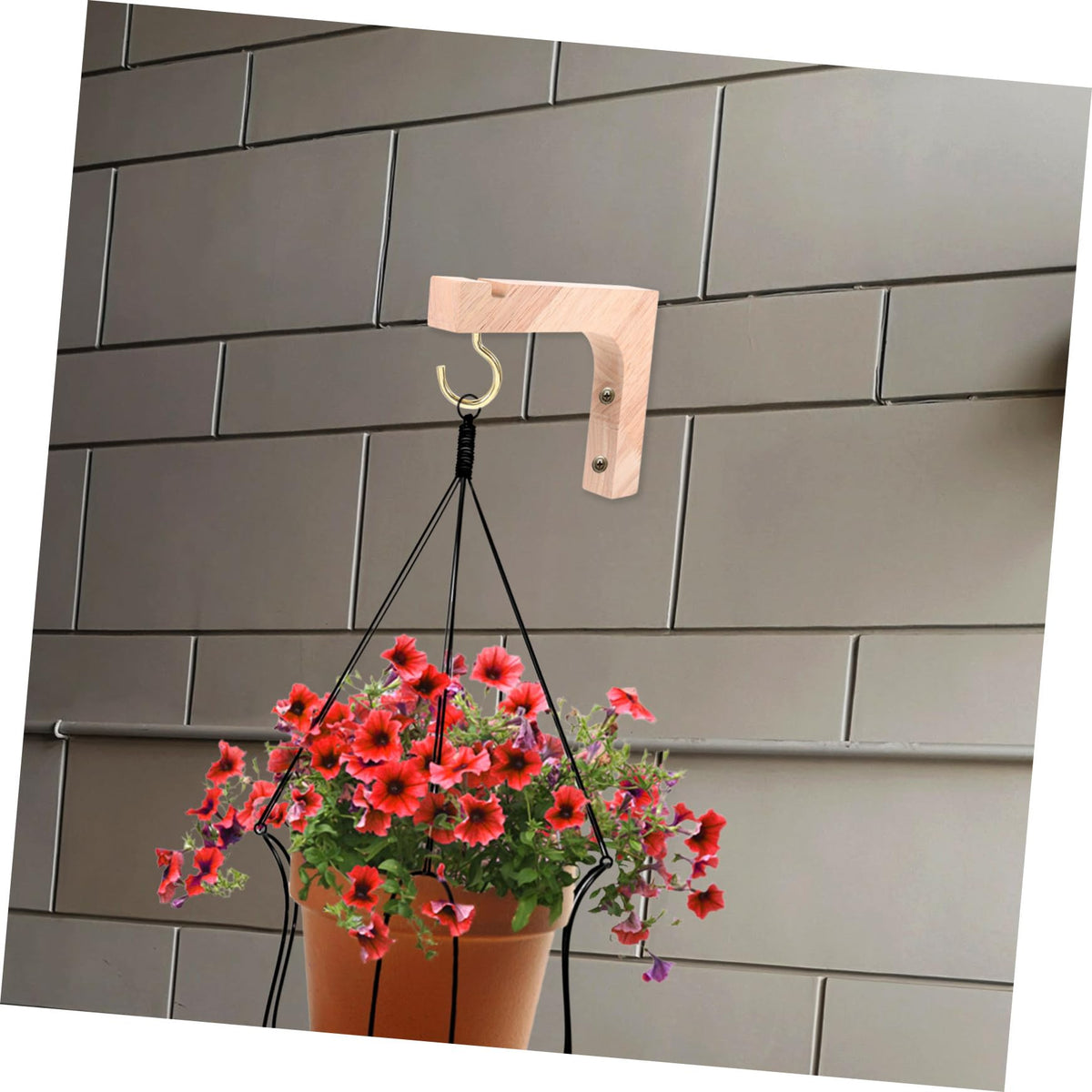 SEWACC Wooden Plant Hanger Hooks 2pcs Heavy-Duty Wall and Ceiling Hanging Plant Brackets for Indoor and Outdoor Flowerpot Holders Natural Wood Color