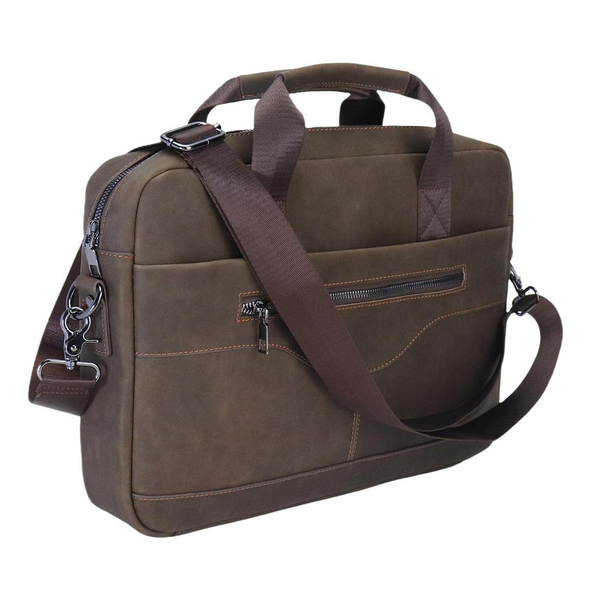 14" Roomy/15.6" Compact Laptop Messenger Bag for Men, Vintage Faux Leather Briefcase - Crossbody Business Travel Satchel (B Coffee)