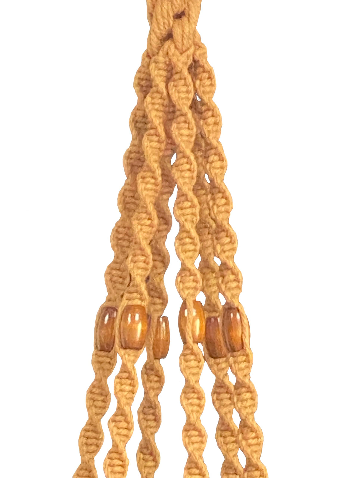 6 Legs Macrame Natural Brown Cotton Plant Hanger & Holder and Metal Ring, 51-inches Length (Without The White Pot and Plant) (Brown)