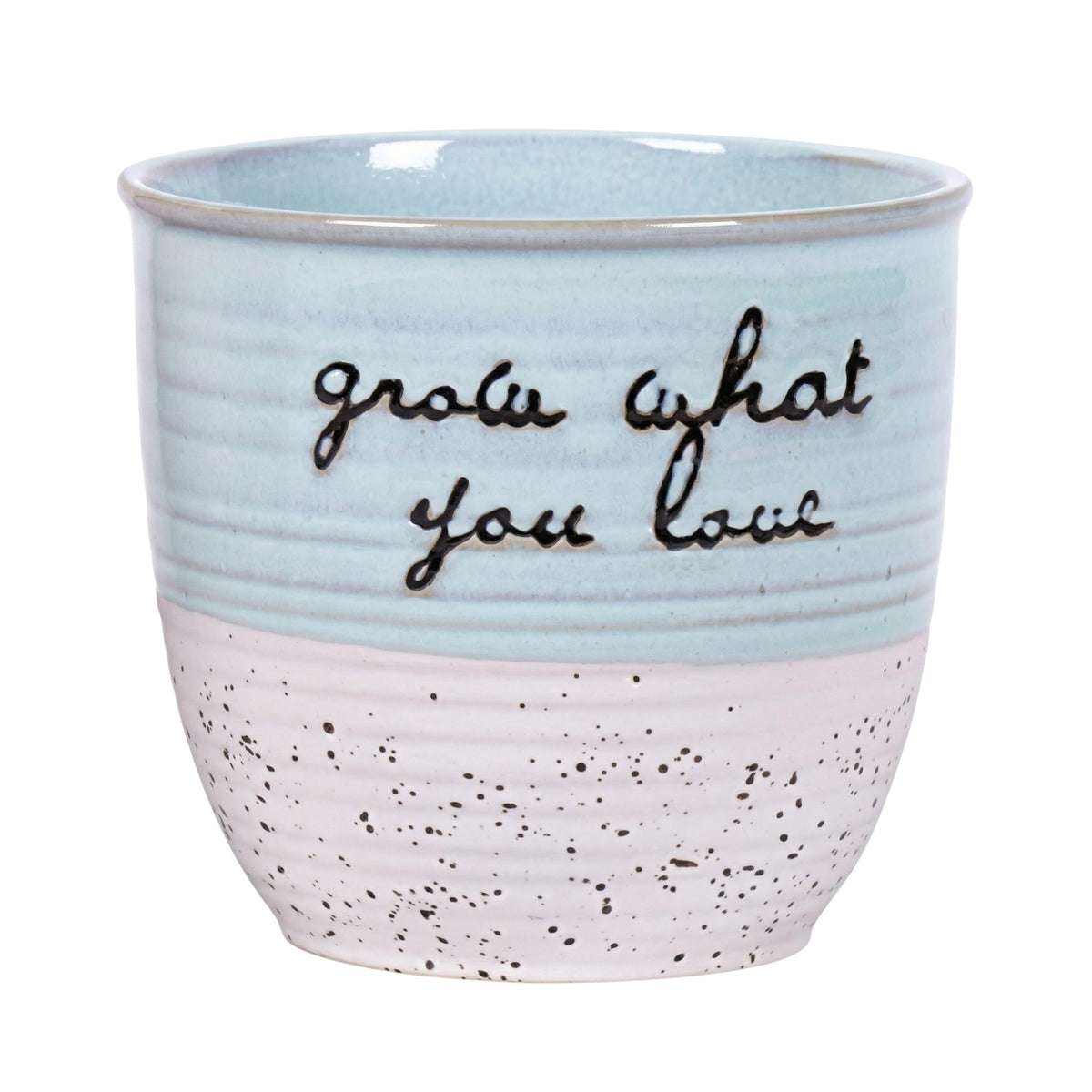 Blue Sky Clayworks 5” Patricia Flower Pot, Ceramic, 6" x 6", “Grow What You Love” Pastel Duo