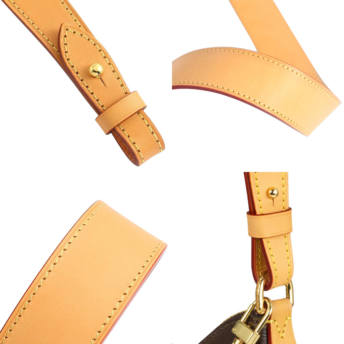KIYOMIL Genuine Vachetta Leather Shoulder Bag Strap Replacement for Graceful Handbag(BEESWAX-Length:25.6in)