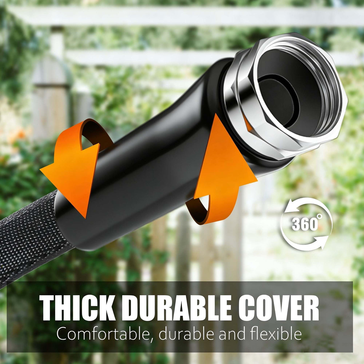 Relxitl Garden Hose 100feet, Water Hose with 10 Function Hose Nozzle, NON-Expandable Hose, Tough & Flexible, Lightweight, Crush Resistant Fittings, Kink & Tangle Free, Rust Proof for Watering