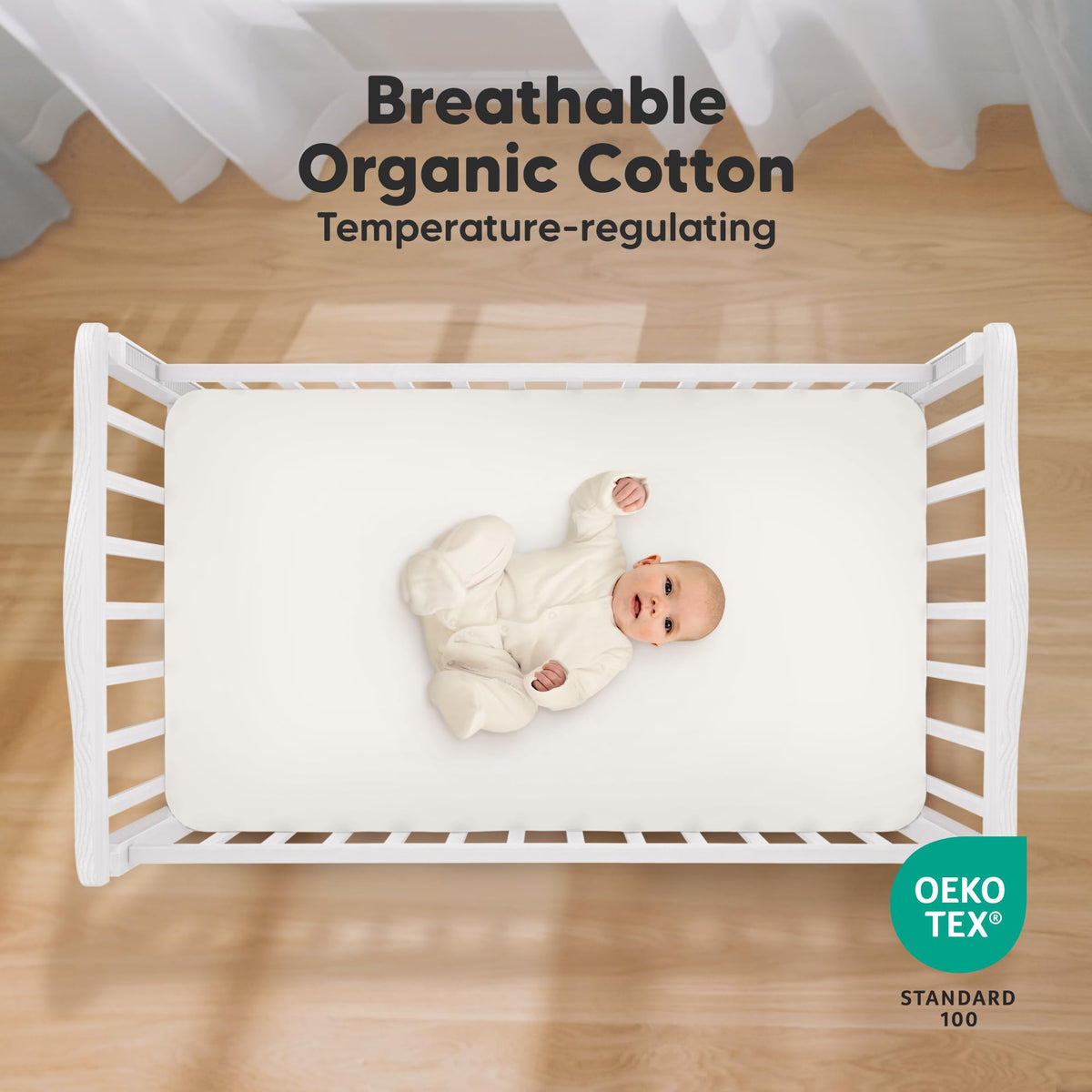 KeaBabies 2-Pack Organic Cotton Crib Sheets for Boys, Girls - 52x28 Fitted Crib Mattress Sheet Neutral, Breathable Cover for Baby Bed Set, Toddler Mattress, Soft & Cute Prints (ABC Land Sky)