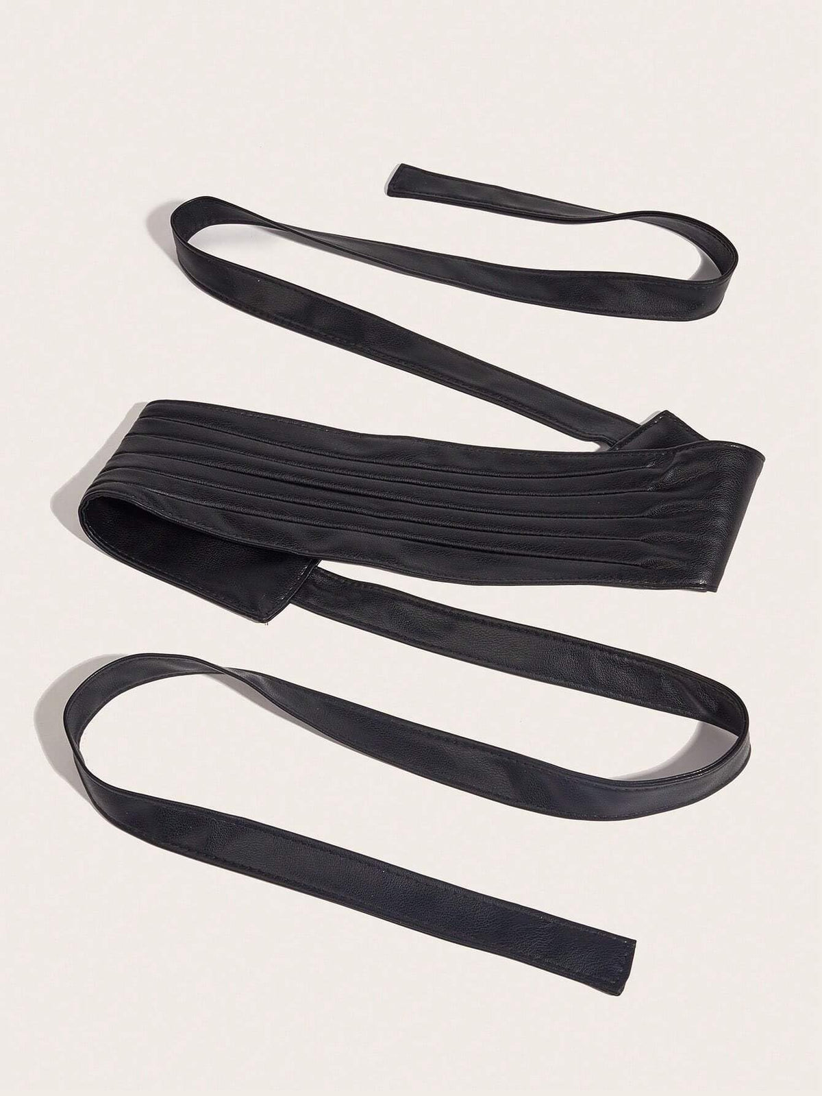 Fuimsul Women Elegant Pu Leather Obi Belt Fashion Solid Color Faux Leather Wide Waistband Tie Knotted Belt for Dress (Black)