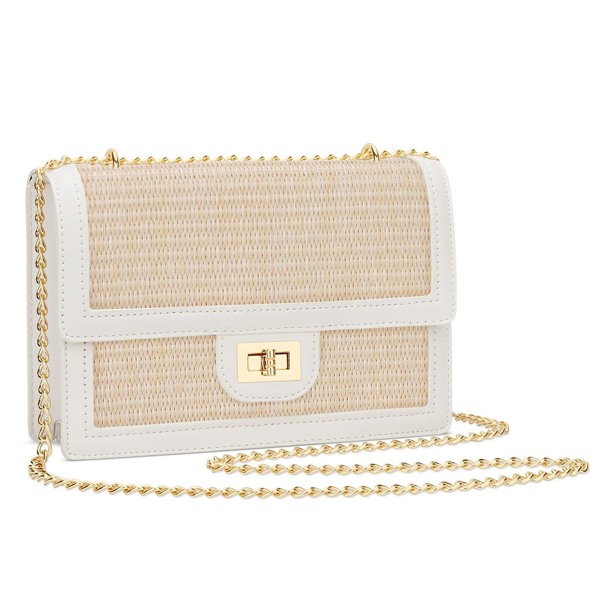 KKXIU Women Small Straw Beach bag Crossbody Bag Summer Shoulder Bag Beach Handbag Vegan Leather Purse (Beige)