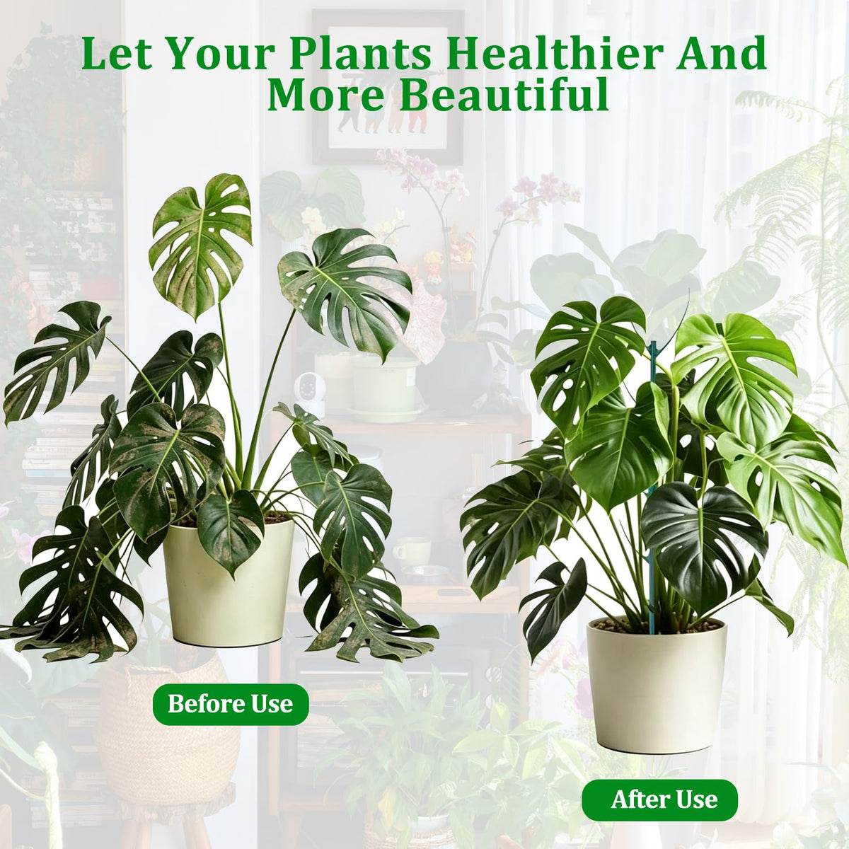 Folklyzo 10 Pack Stackable Plant Support Stakes, Adjustable Plant Sticks for Monstera, Tomato & Climbing Plants – Indoor/Outdoor Garden Support Stakes (10, Green)