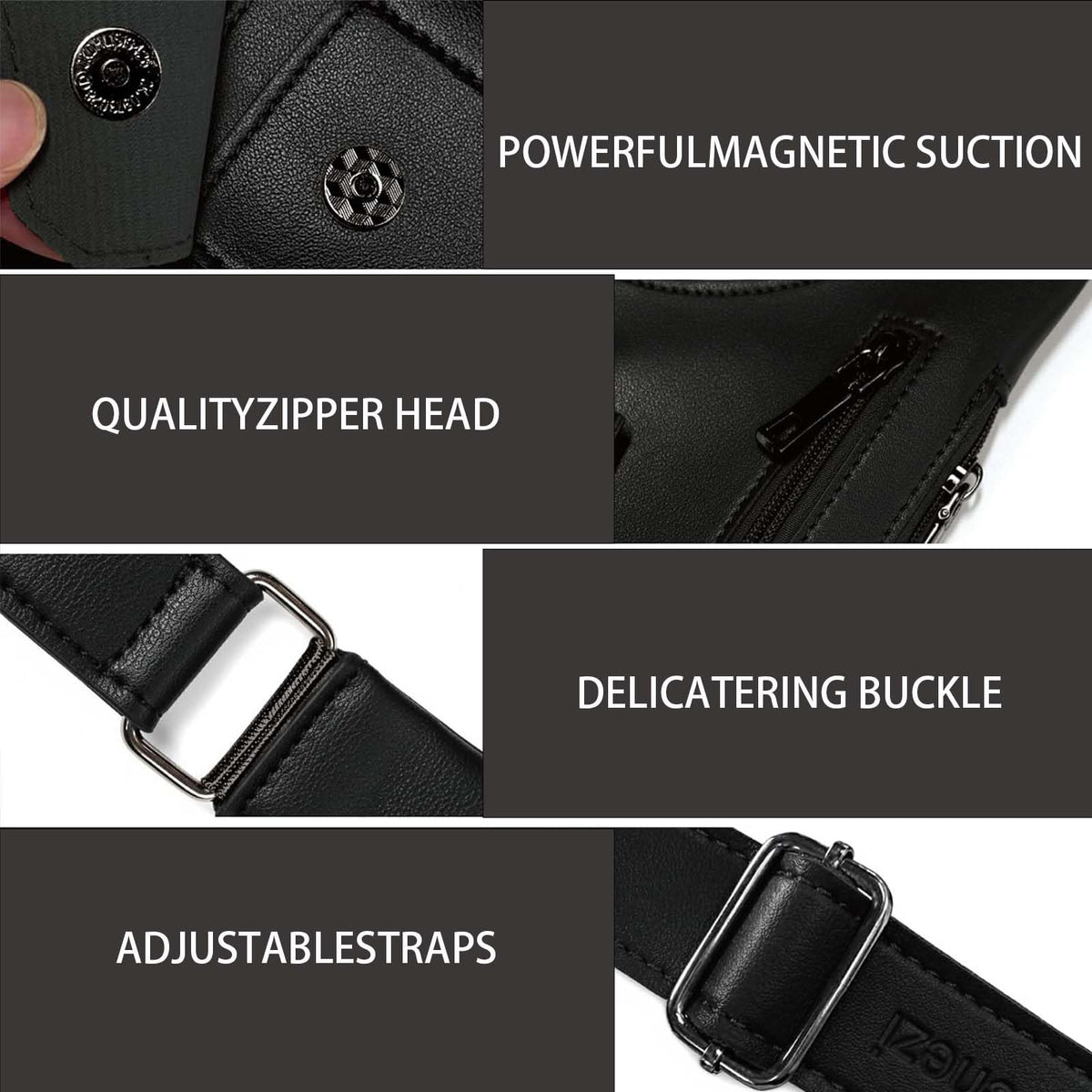 Premium Leather Shoulder Bag, Double Shoulder Armpit Bag for Men, Anti-Theft Hidden Adjustable Shoulder Holster for Men (Black)