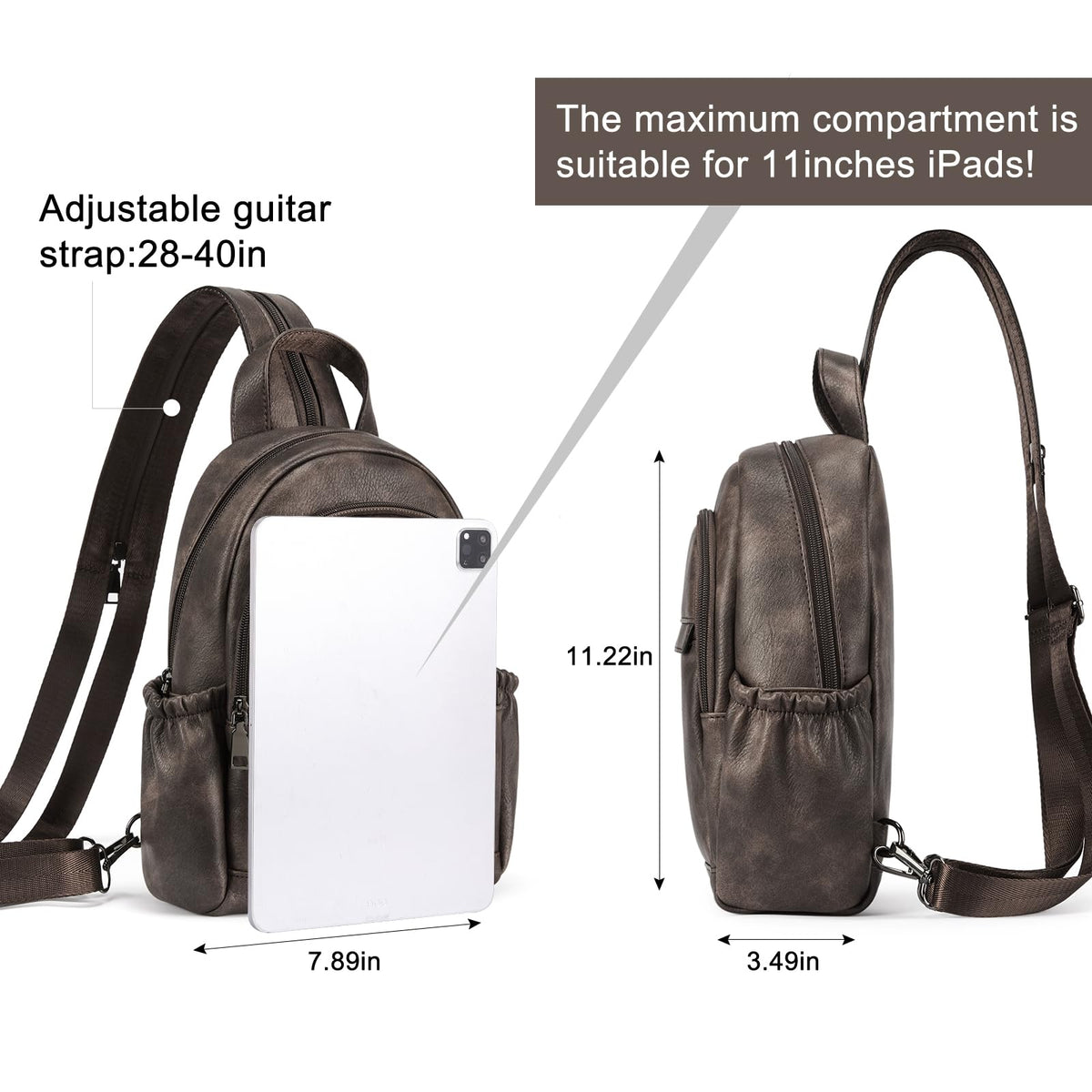 CLUCI Sling Bag for Women Leather Backpack Small Convertible Backpack Purse for Travel Hiking Cycling