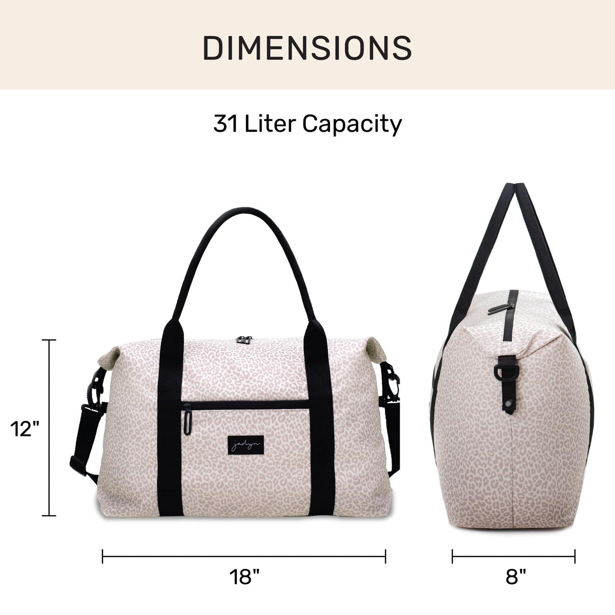 Jadyn Lola Travel Bag, Weekender/Overnight Duffel, Gym Tote Bag for Women, Men (Desert Leopard)