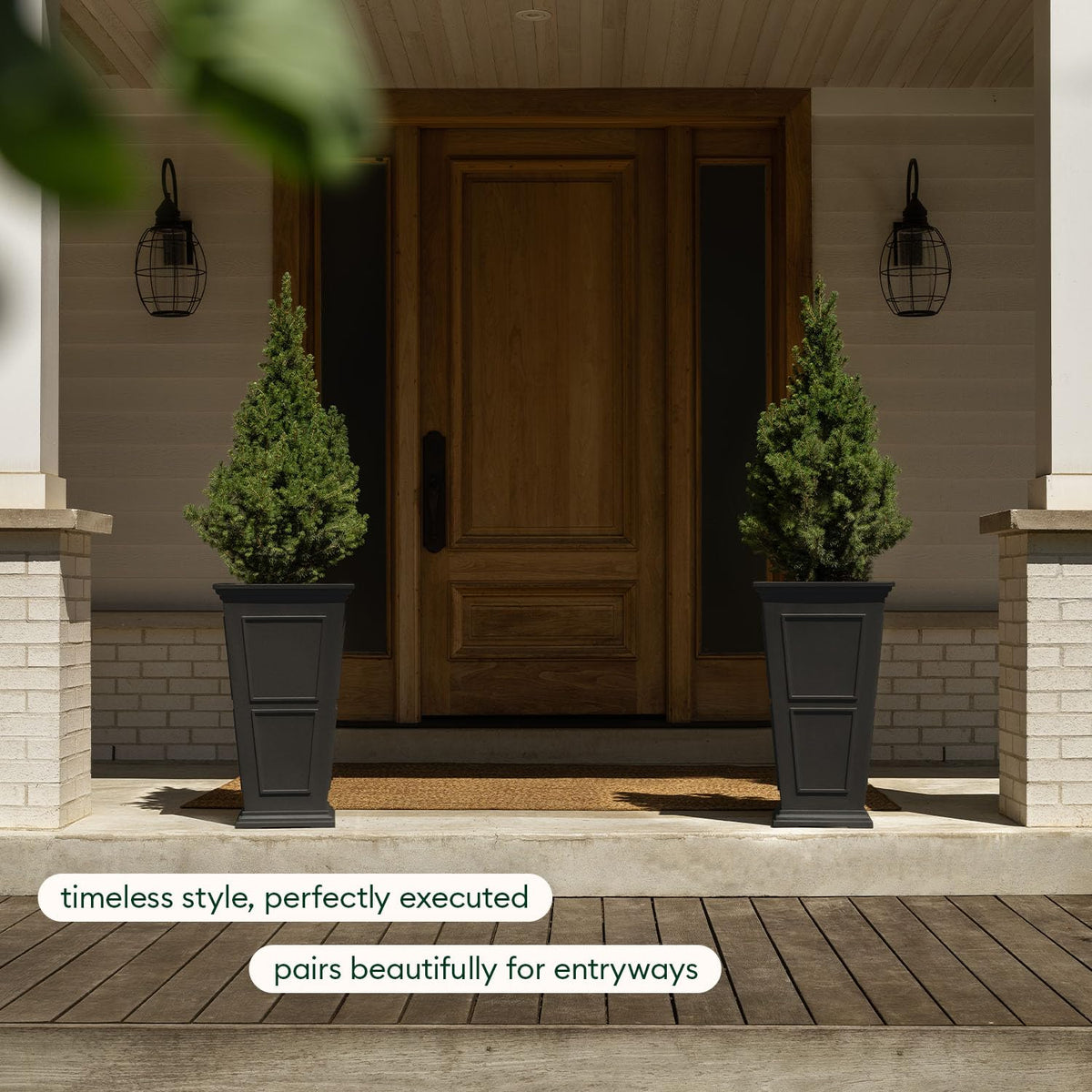 Veradek Brixton Series Tall Planter - Large Outdoor Planter for Front Porch/Patio | Crack-Resistant Plastic for All-Weather Use | Classic Estate Design for Tall Plants, Flowers, Trees