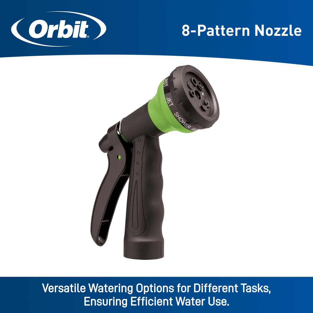 Orbit 26380 Coil Garden Hose, 25 Feet, with 8-Pattern Hose Nozzle (Green)