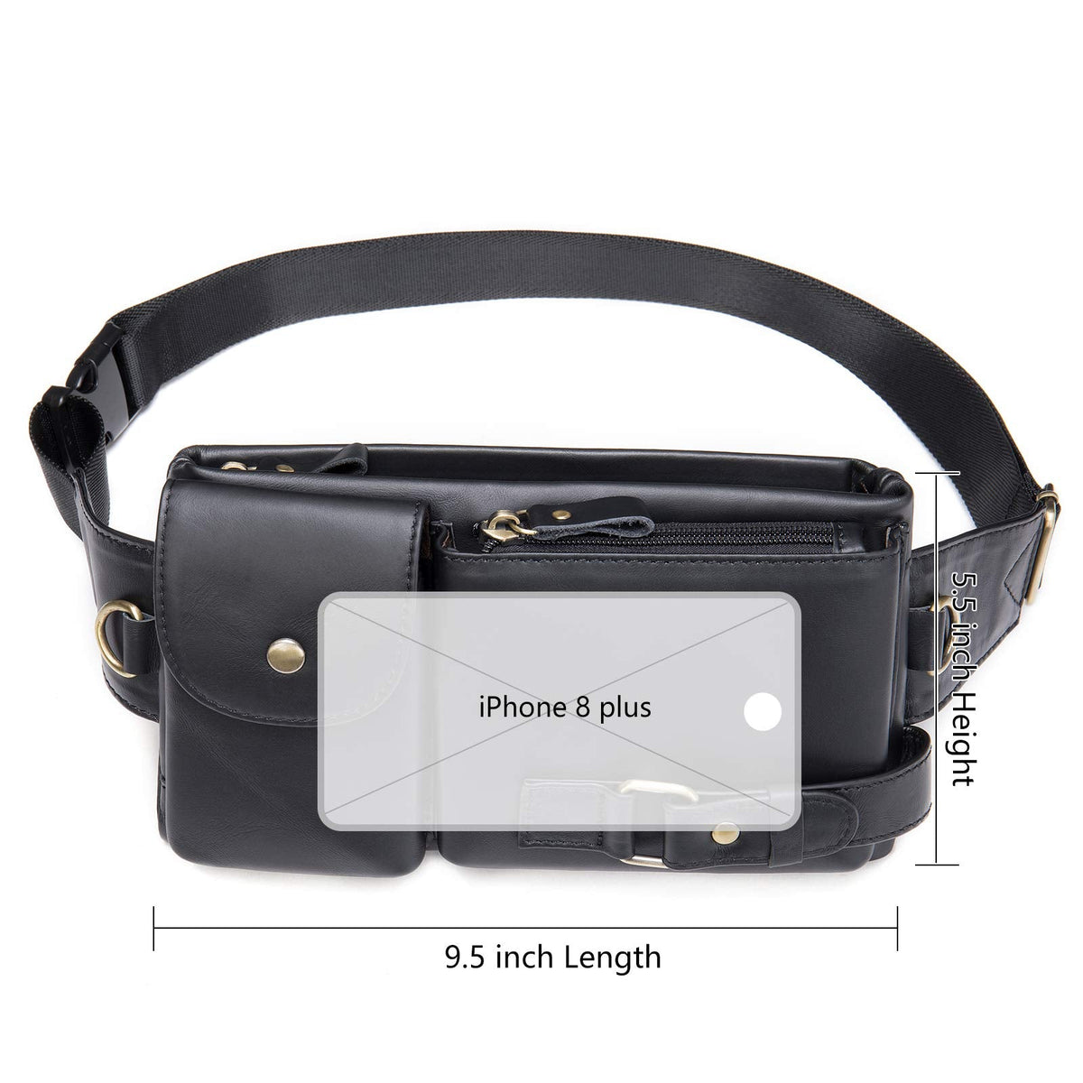 NIUCUNZH Cowhide Waist Fanny Pack-Genuine Leather and Slim with Adjustable Waistband Black