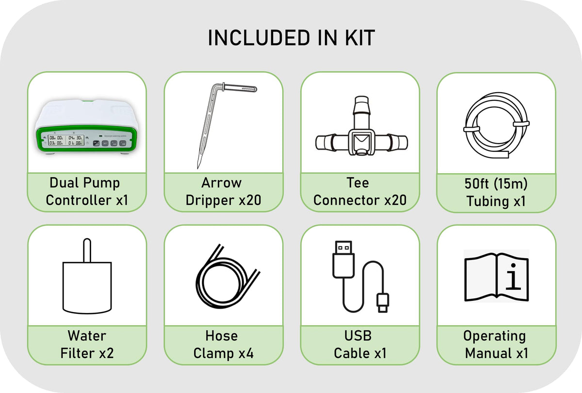 Automatic Watering Drip Irrigation Kit for 20 Plants with Dual Digital Programmable Water Timer, Indoor Automatic Watering System for Houseplants