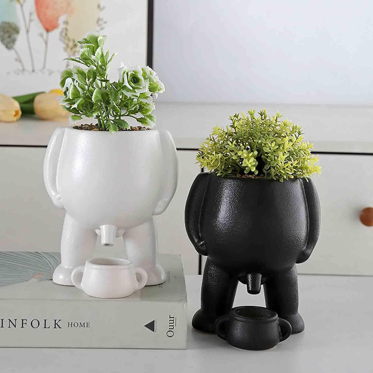 ZIGFRUIT Piss Pot Planter - Peeing Plant Pot, Funny Vase Home Decor (White)