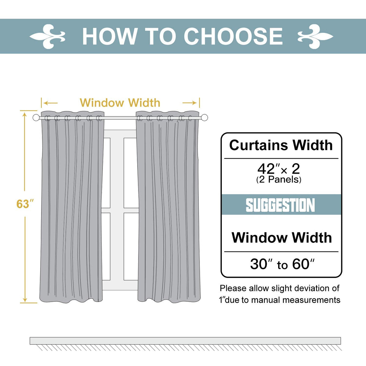 ChrisDowa 100% Blackout Curtains for Bedroom with Black Liner, 2 Thick Layers Total Blackout Thermal Insulated Grommet Window Curtains 63 Inch Length 2 Panels Set (Light Grey, 42 x 63 Inch)