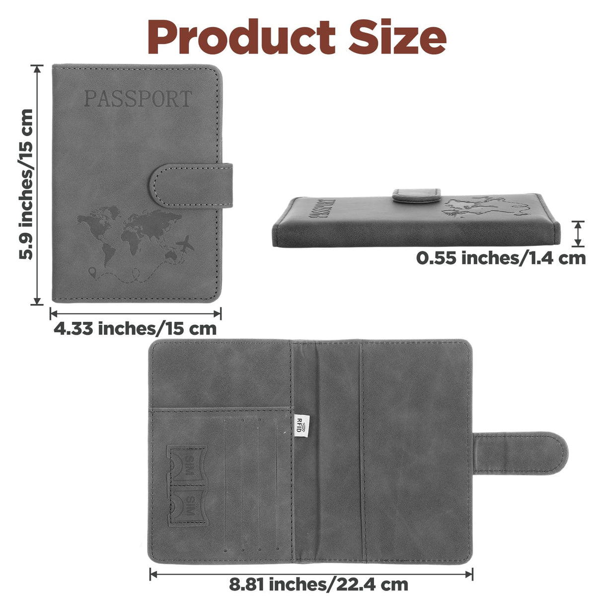 4 Pack Passport Holder for Travel, Passport Wallet Cover Case Waterproof RFID Blocking Passports Holders with Pen Holder Travel Must Haves Accessories, Passports Book Holders for Women and Men