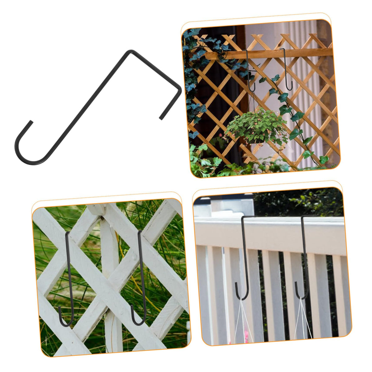 BESPORTBLE 8pcs Heavy Duty Black Fence Hooks for Hanging Plants Planters Bird Feeders Lights Easy to Install Space Saving Design for Decks Railings Gardens