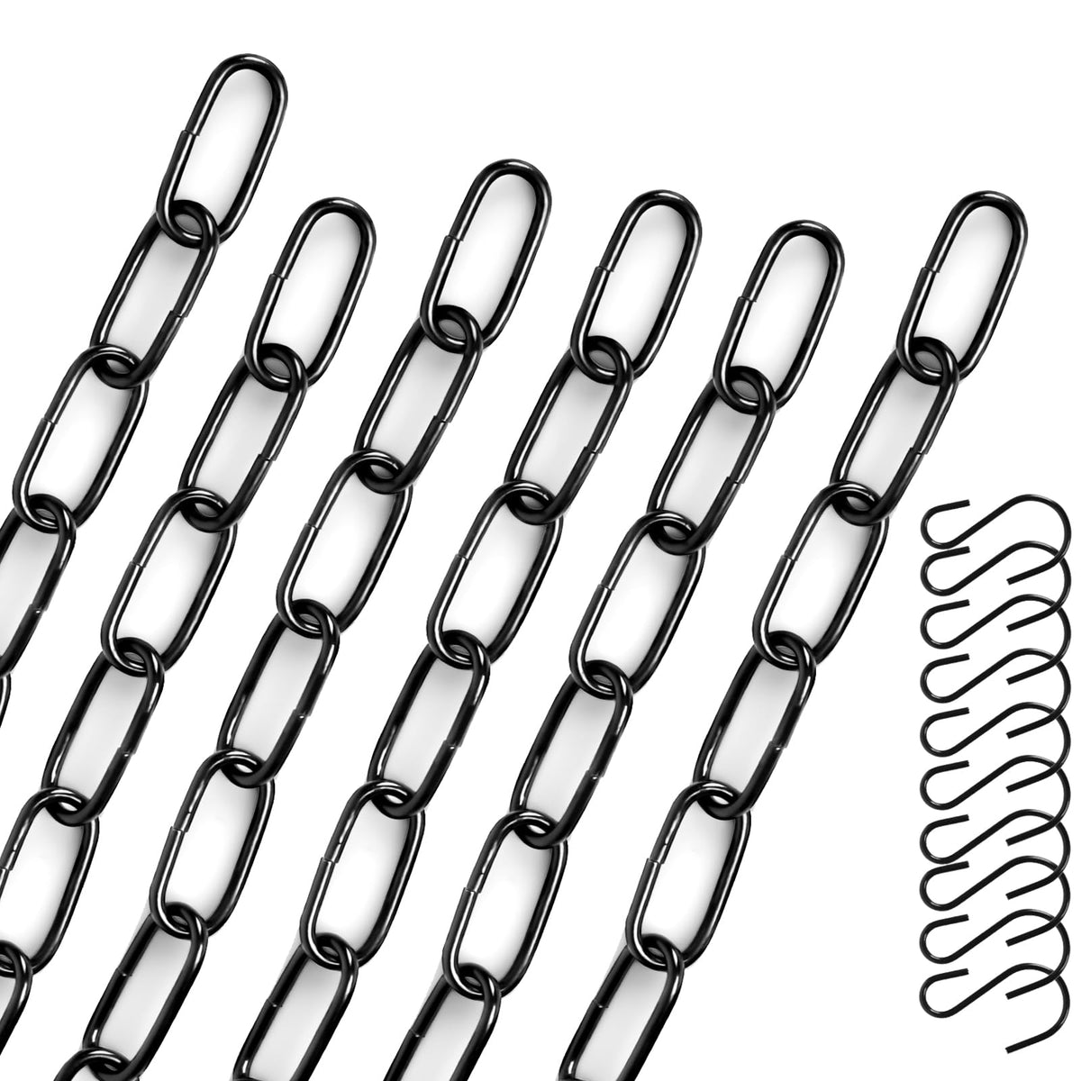 ENATECLITE Black Hanging Plant Chains Kit, 36-Inch Adjustable Plant Hangers with Hooks and Clips for Hanging Baskets, Bird Feeders, Wind Chimes, Planters and Porch Signs -6PACK