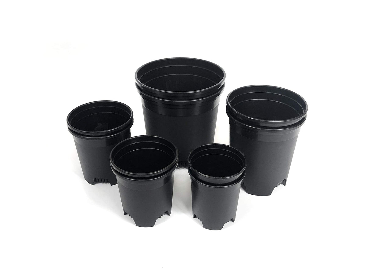 10 Pack Plastic Black Plant Pots Nursery Gardening Planters 4 in to 7.5 Inch Small Medium Plants 0.25 0.35 0.5 1 1.5 Gallon for Indoor and Outdoor Plants