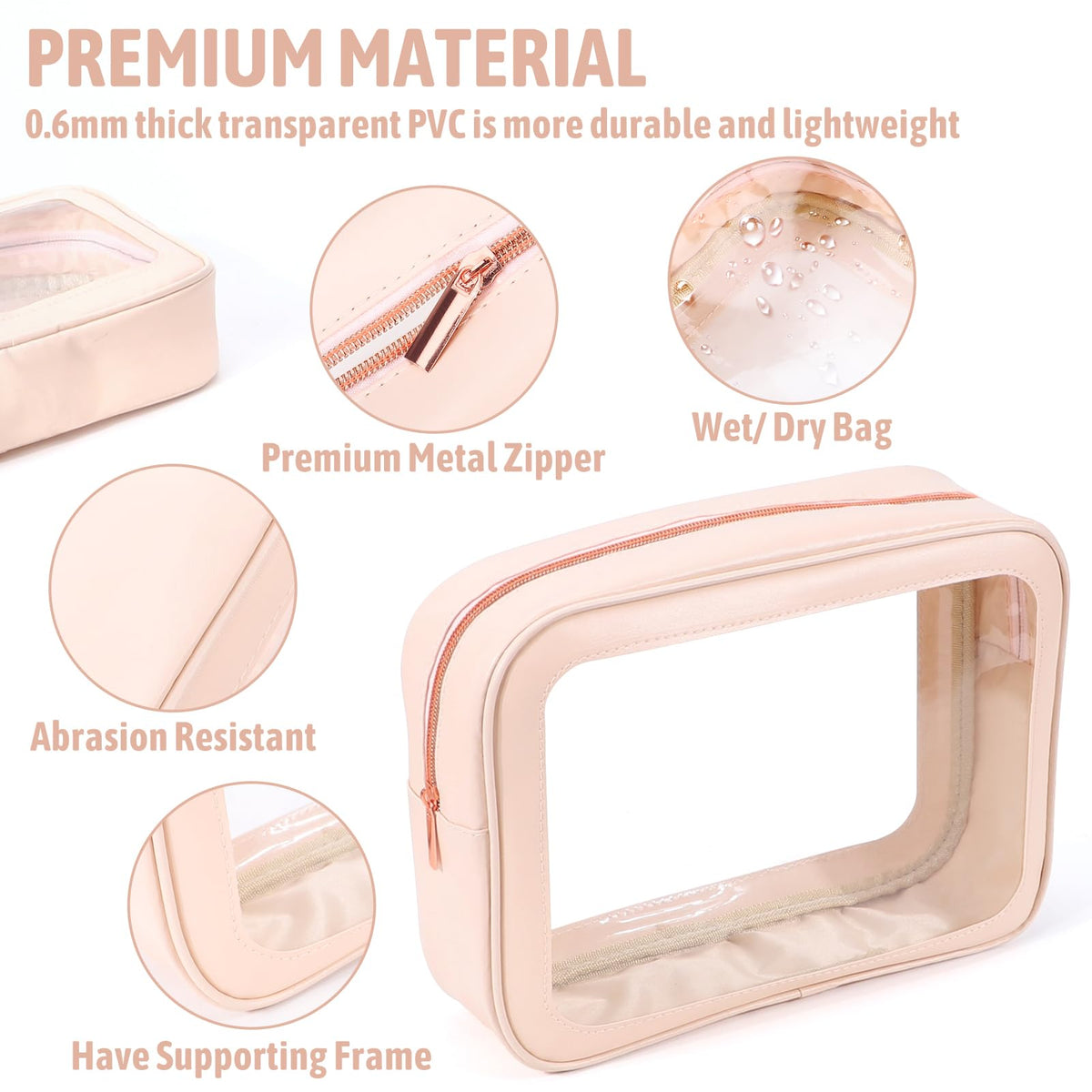 YOPCDJ 5PCS Diaper Bag Organizer Pouch Set, TSA Approved Toiletry Bag，Clear Waterproof TPU Makeup Bag Set Travel Organizer Bags for Women and Kids