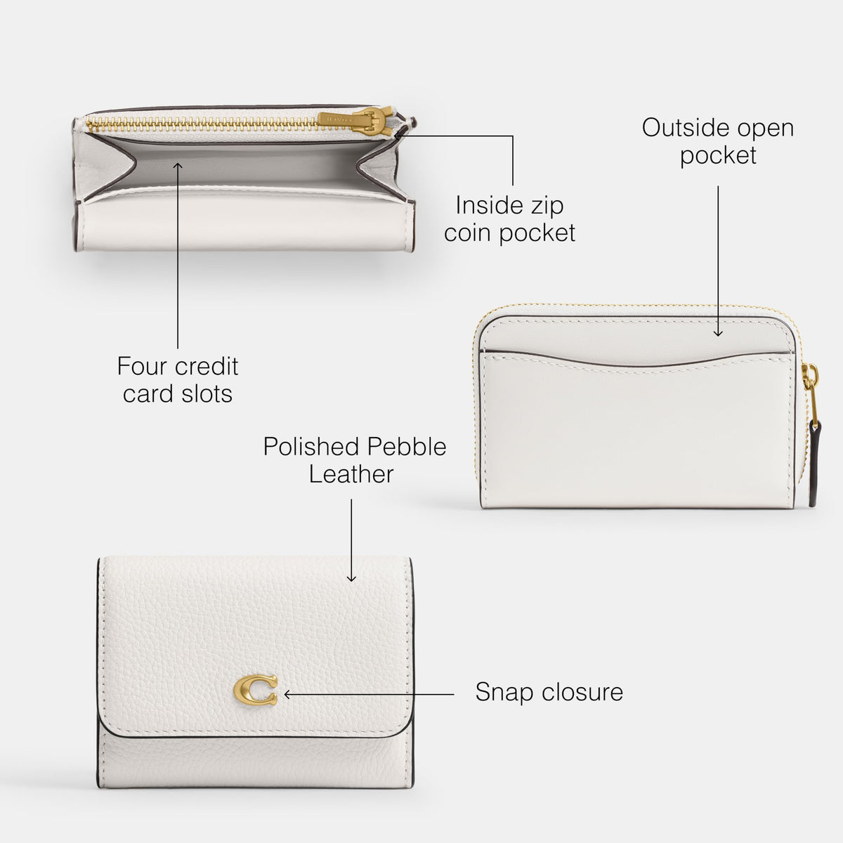 COACH Polished Pebble Leather Essential Flap Card Case