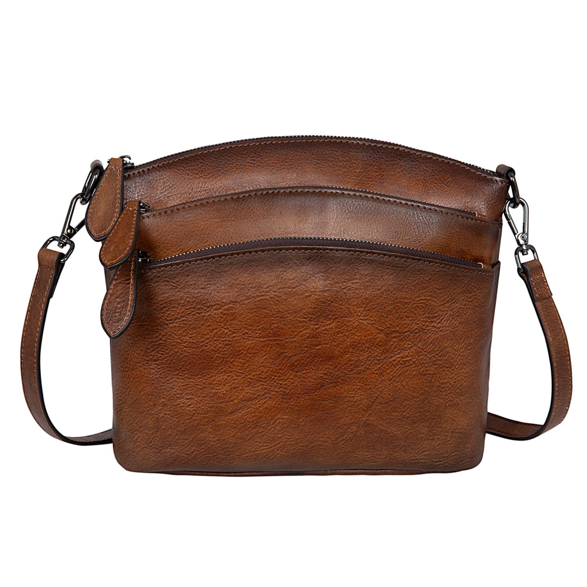 HESHE Crossbody Bags for Women Leather Purses with Multi-Pockets Vintage Cross-body Bag Ladies Small Satchel Shoulder Handbags Hobo Bag (Coffee)