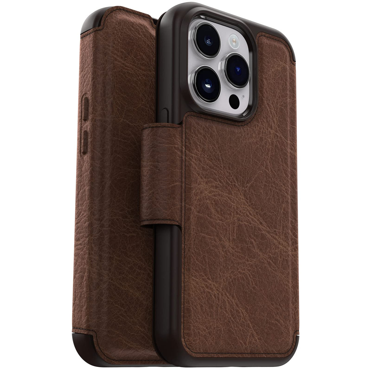 OtterBox iPhone 14 Pro (ONLY) Strada Series Case - Espresso (Brown), Card Holder, Genuine Leather, Pocket-Friendly, Folio case