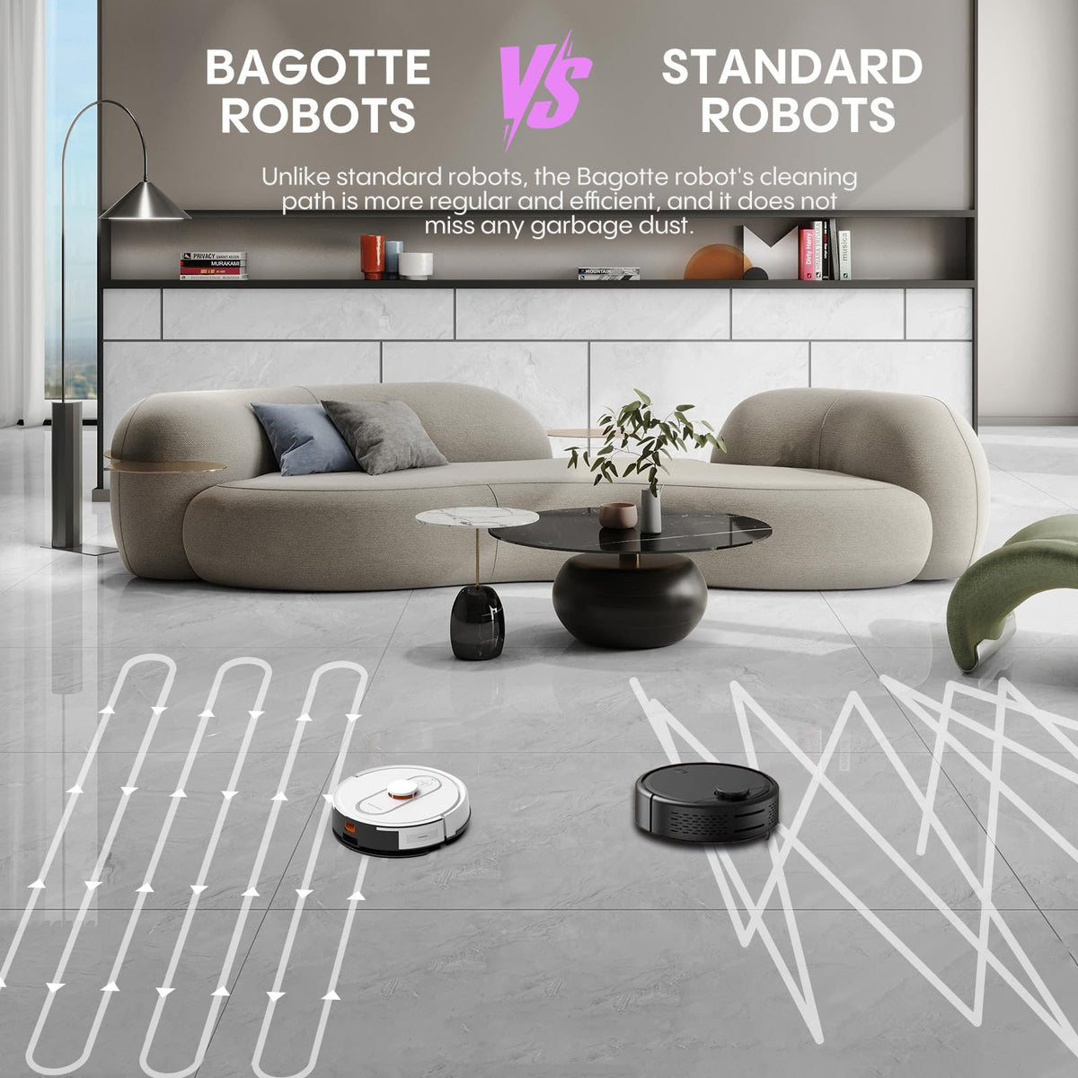 Bagotte Robot Vacuum and Mop Combo, 6000Pa Robotic Vacuum with Mapping, Self-Emptying Station for 90 Days Hands-Free Cleaning, LiDAR Navigation,Wi-Fi/App/Alexa Voice Control, for Carpets&Hard Floors