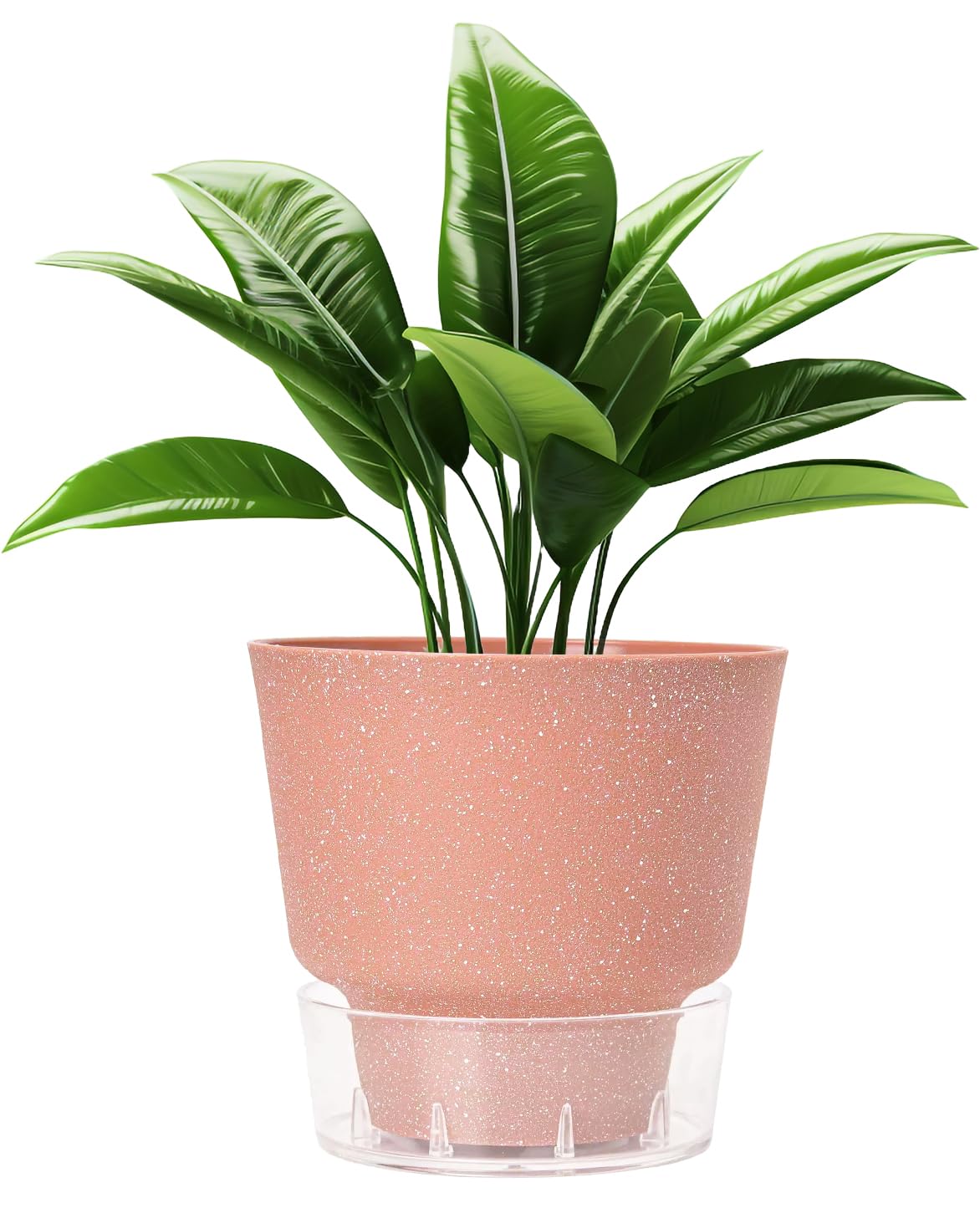 HYNZ Self Watering Pots for Indoor Plants, with Visible Reservoir, 6 inch Plant Pot with Wick Rope Planter Pot for Indoor Outdoor Plants (Frosted Brick Red)
