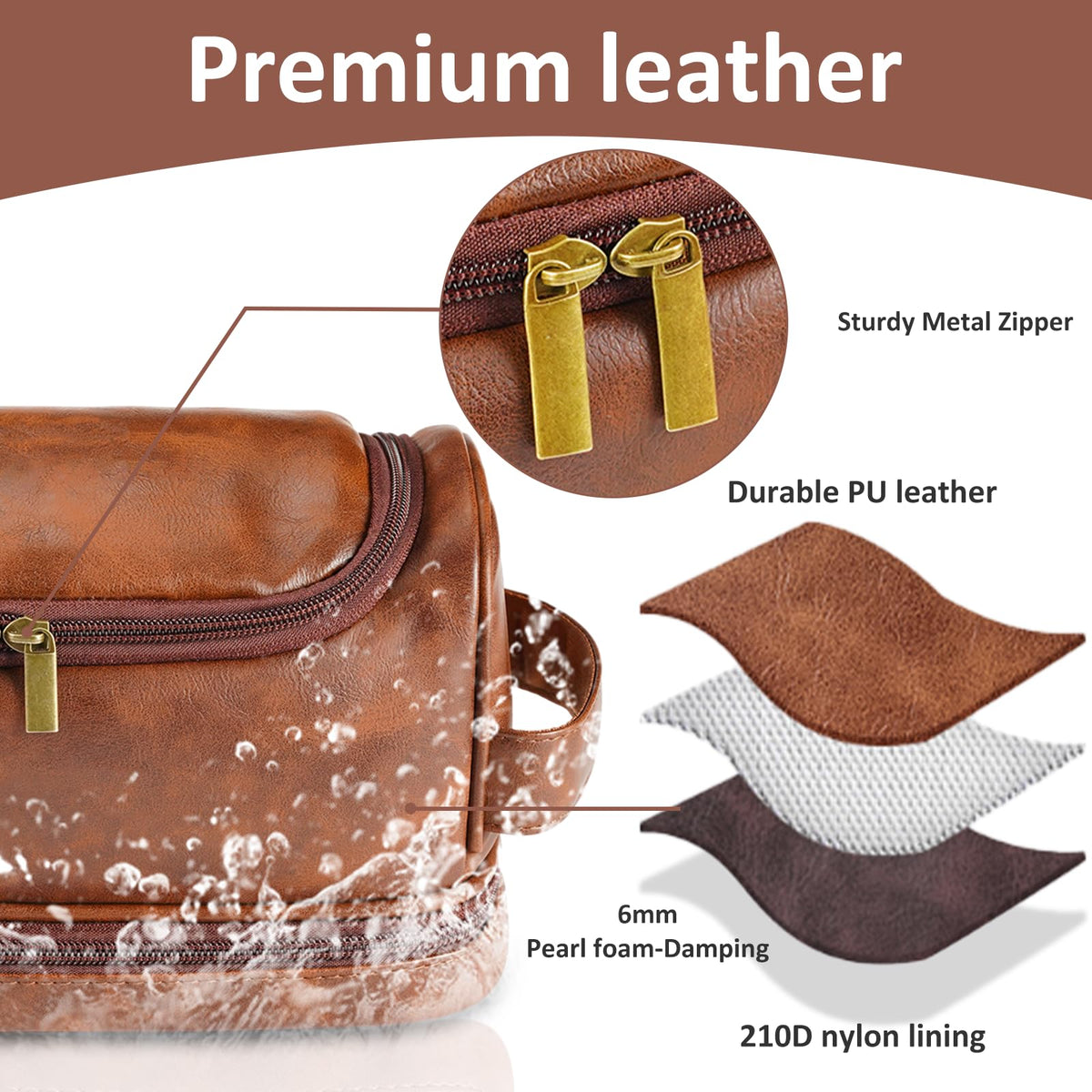Sparklove Personalized Initial Toiletry Bag for Men, Monogrammed Engraved Mens leather Toiletry Travel Bag,Unique Gift for Him, Dad, Groomsmen, Birthday, Anniversary, Father, Son, Husband