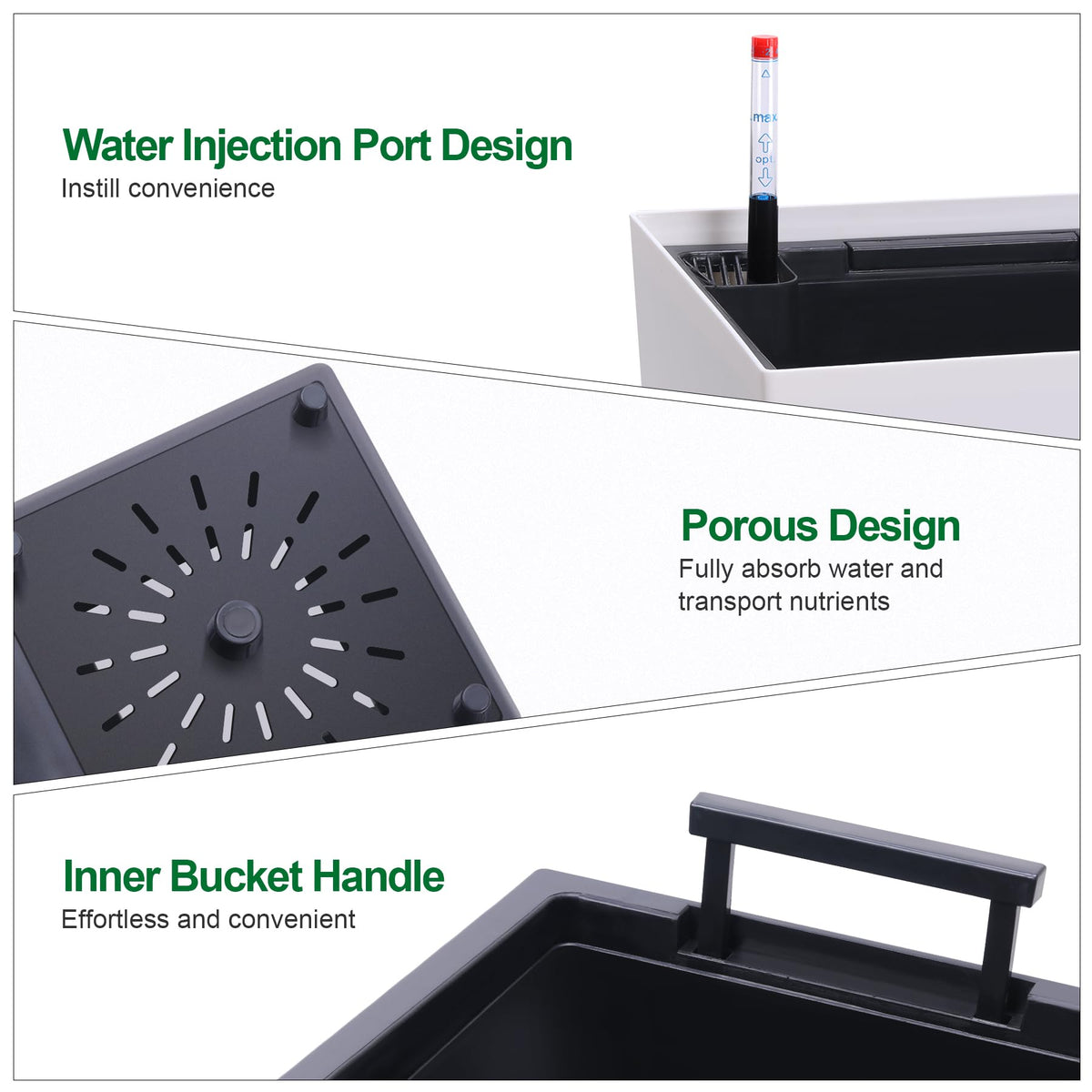 CABIHOME 22.5In Tall Planter, High Front Porch Plant Pots with Water Level Monitor, Detachable Inner Bucket & Drainage Holes, Indoor/Outdoor Decorative Flower Pot for Patio & Garden (Set of 2)