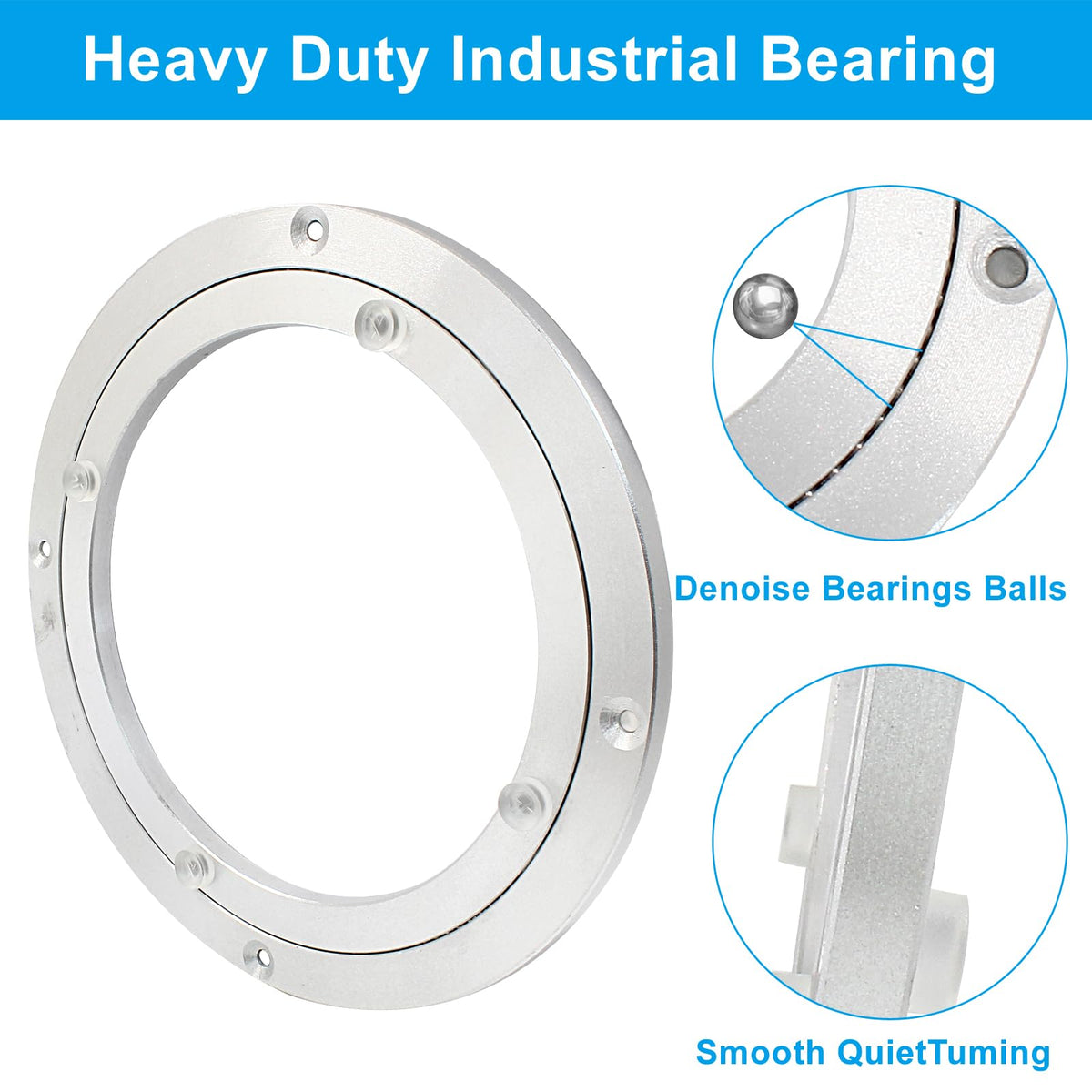 Waziaqoc 8 Inch Lazy Susan Bearing, Heavy Duty Aluminum Turntable, Silent Turntable Bearing for Small Kitchen Base